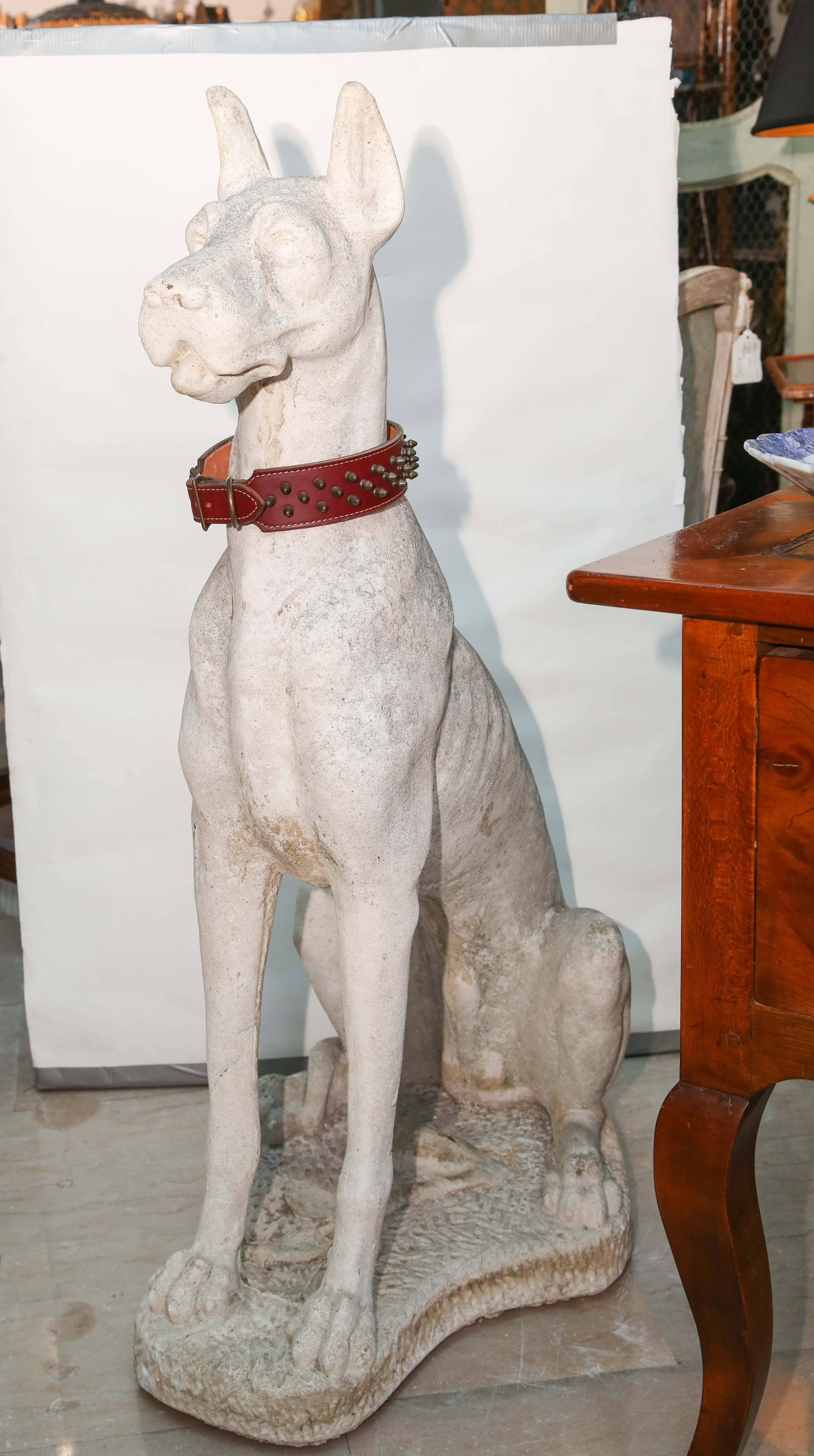 Pair of Lifesize Great Danes in Cast Stone 1