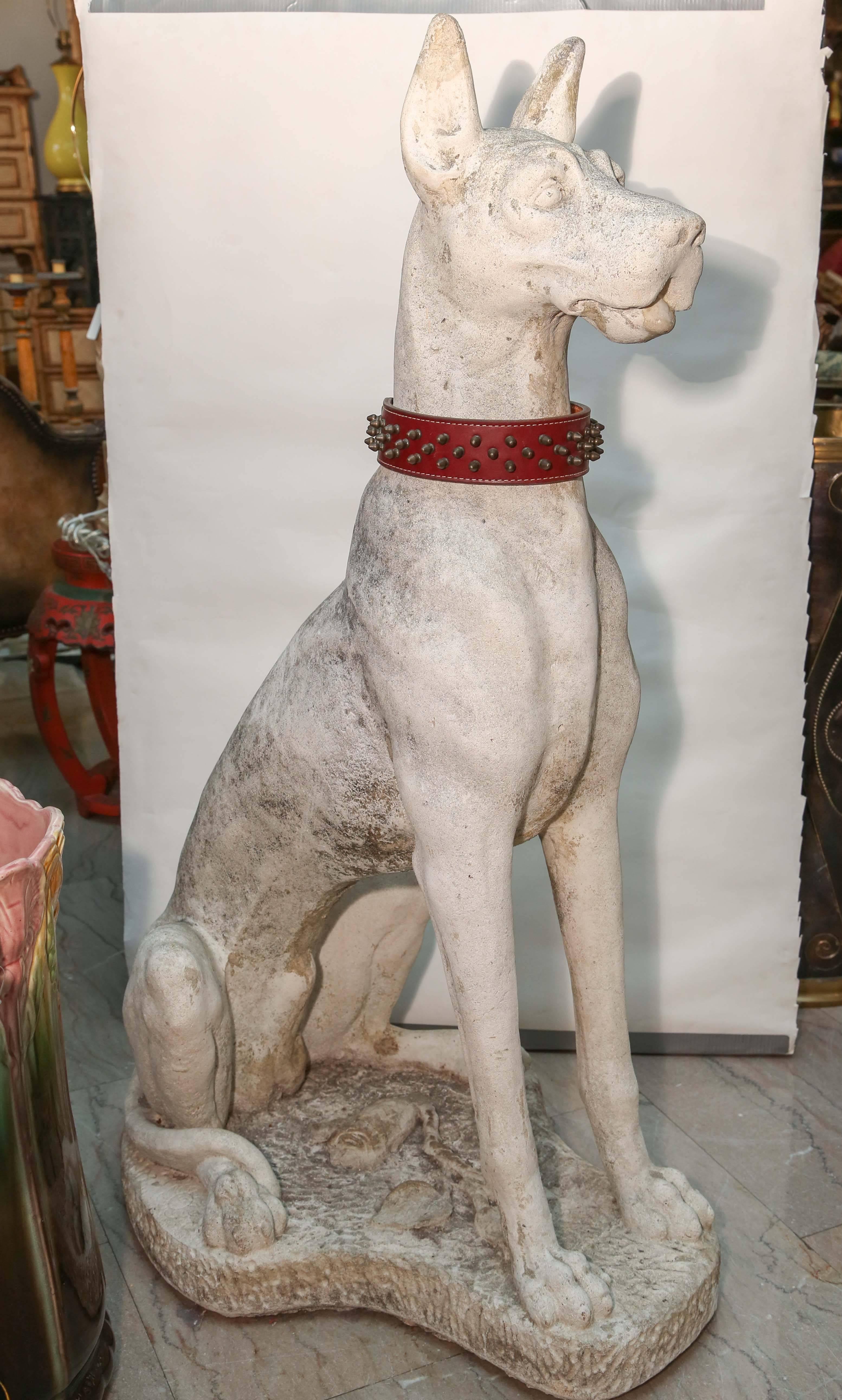 Pair of Lifesize Great Danes in Cast Stone 3