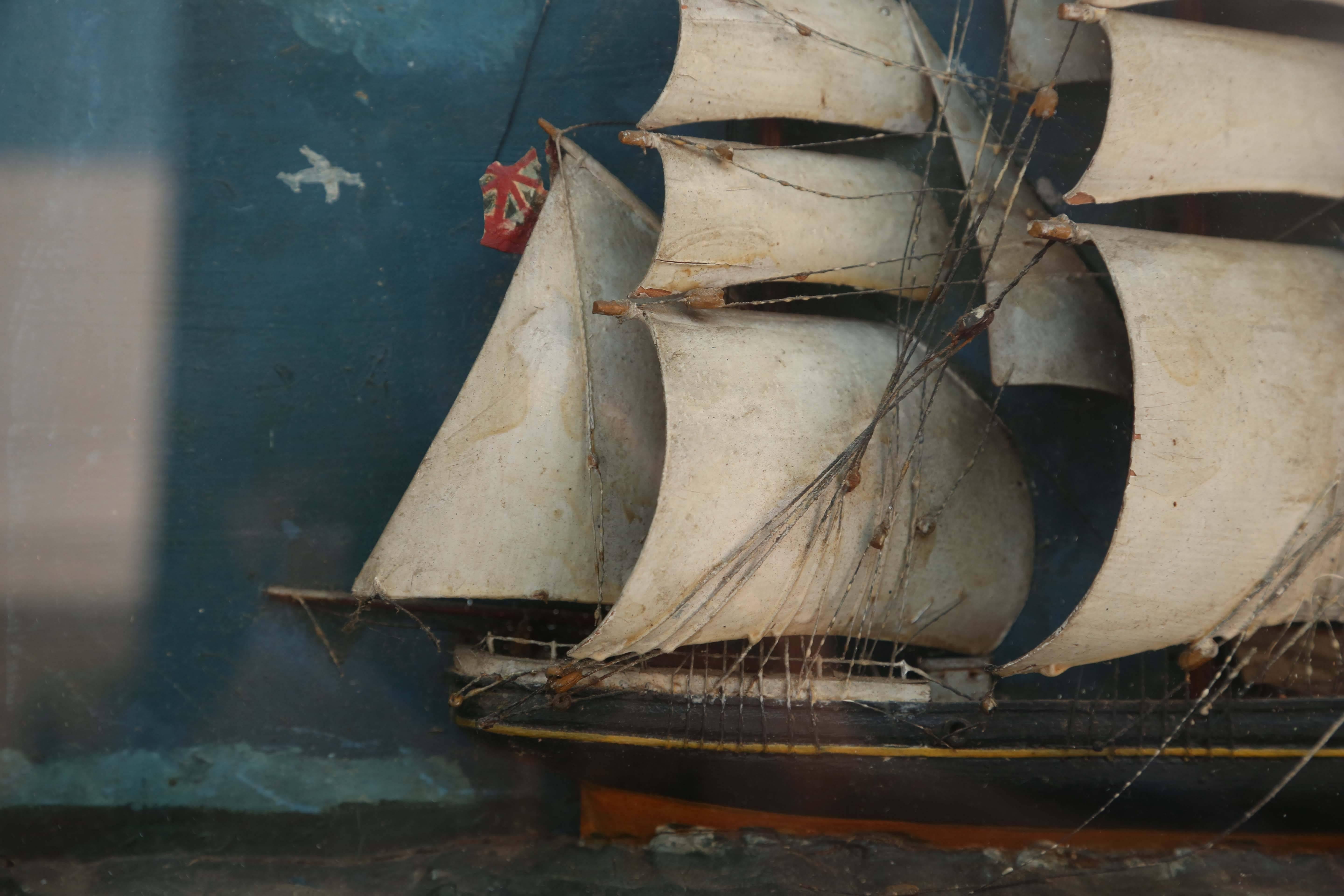 English Two Superb 19th Century Naval Sailing Ship Dioramas