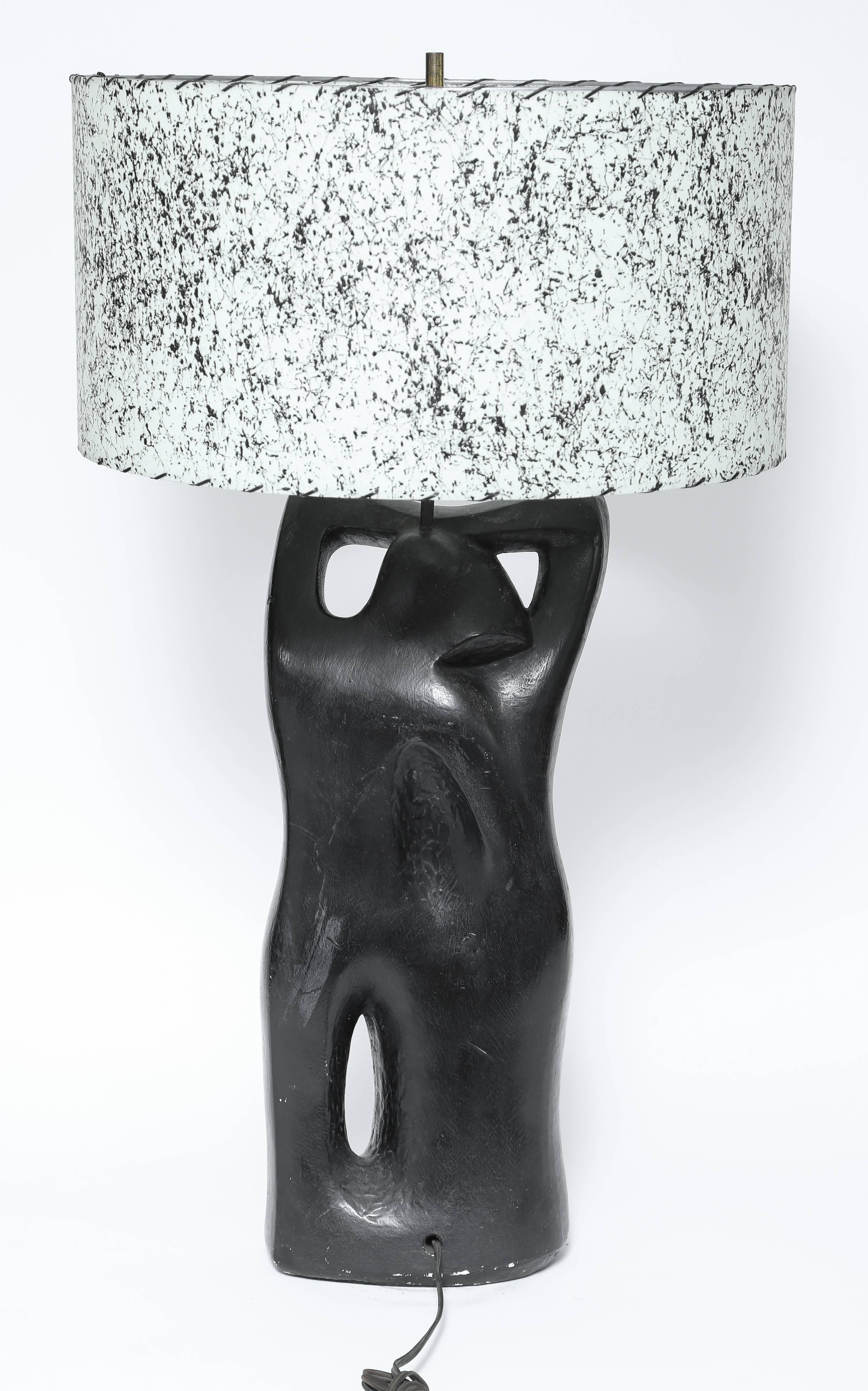 20th Century Large Mid-Century Modern Georges Jouve Style Sculptural Plaster Table Lamp