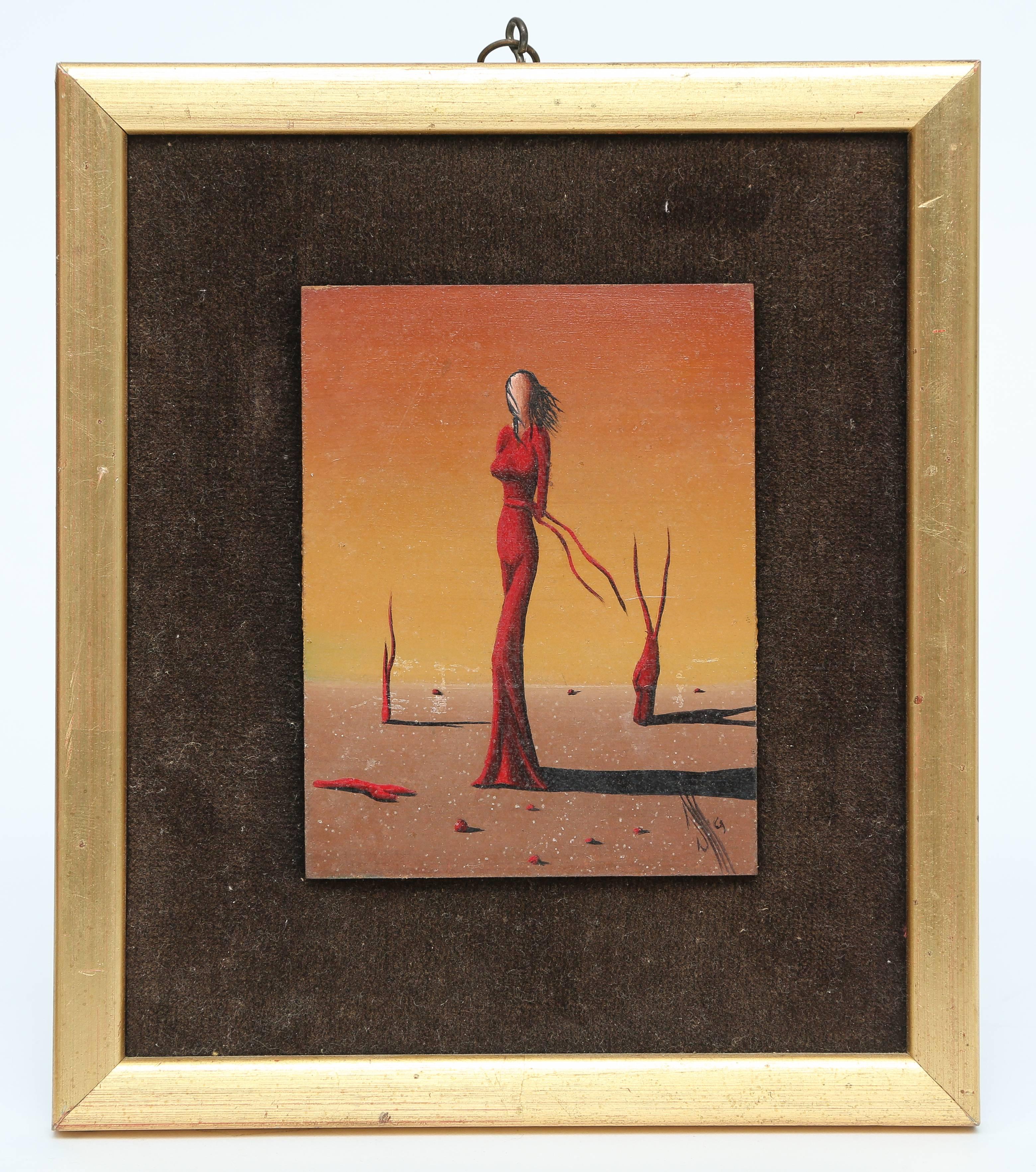 Listed Mid-Century Modern Surrealist Latin American Jorge N. Sanchez Paintings For Sale 1