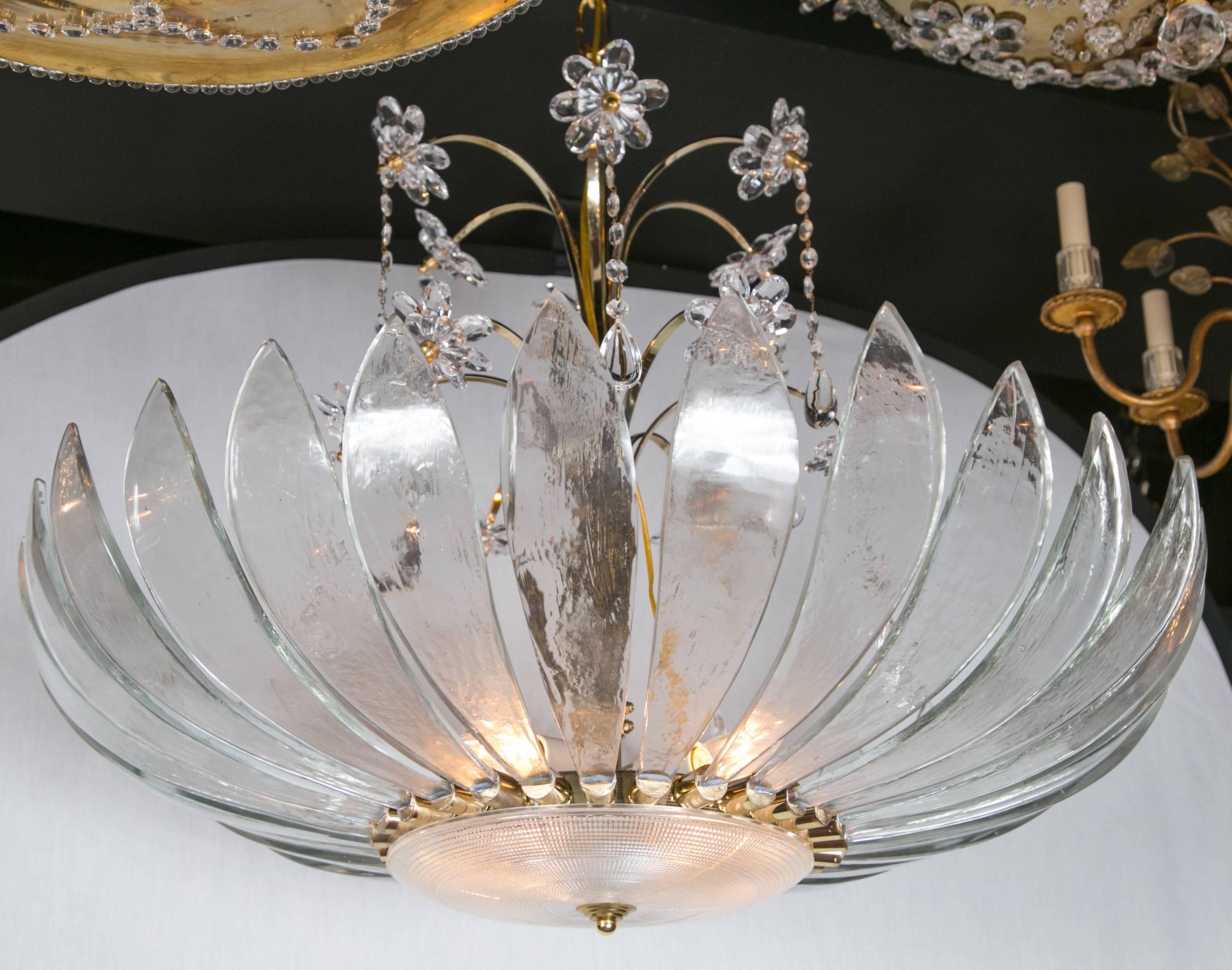 Pair of Large 1930 French Light Fixtures with Interior Lights In Excellent Condition For Sale In Stamford, CT