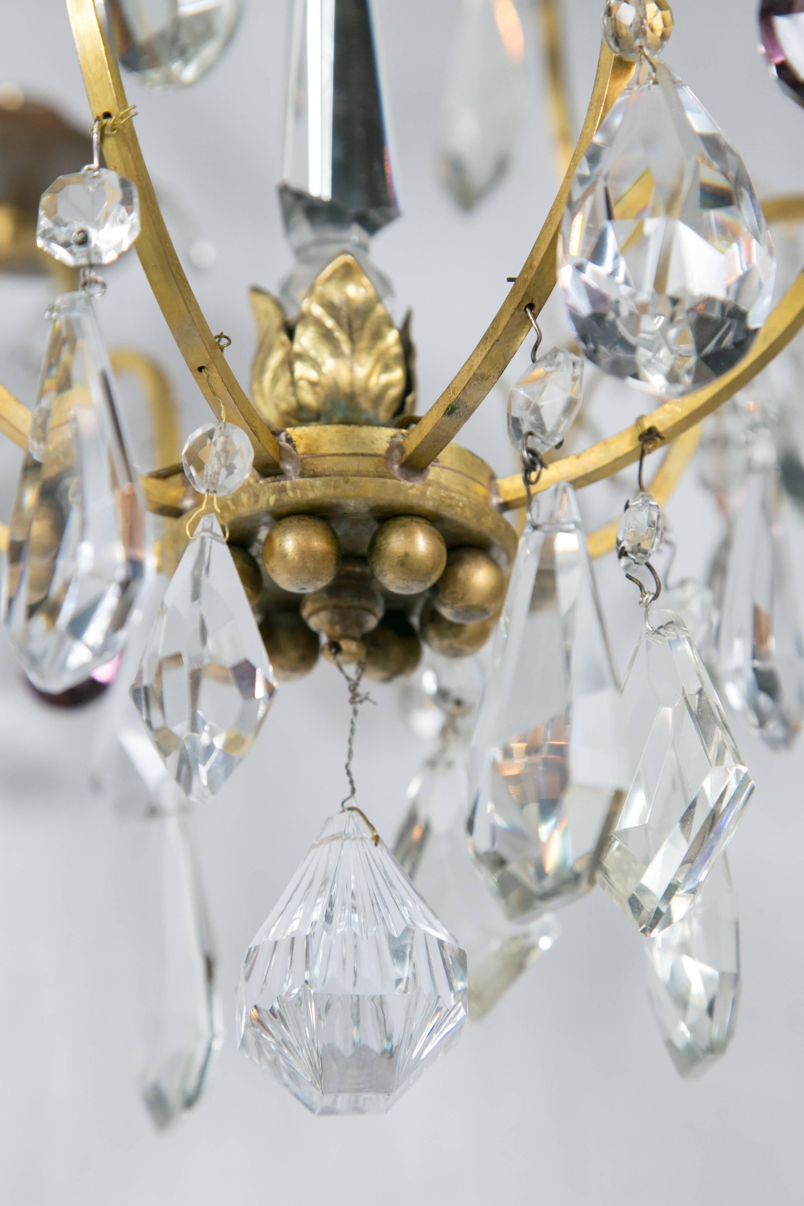 French Gilt Bronze and Crystal Chandelier For Sale 3