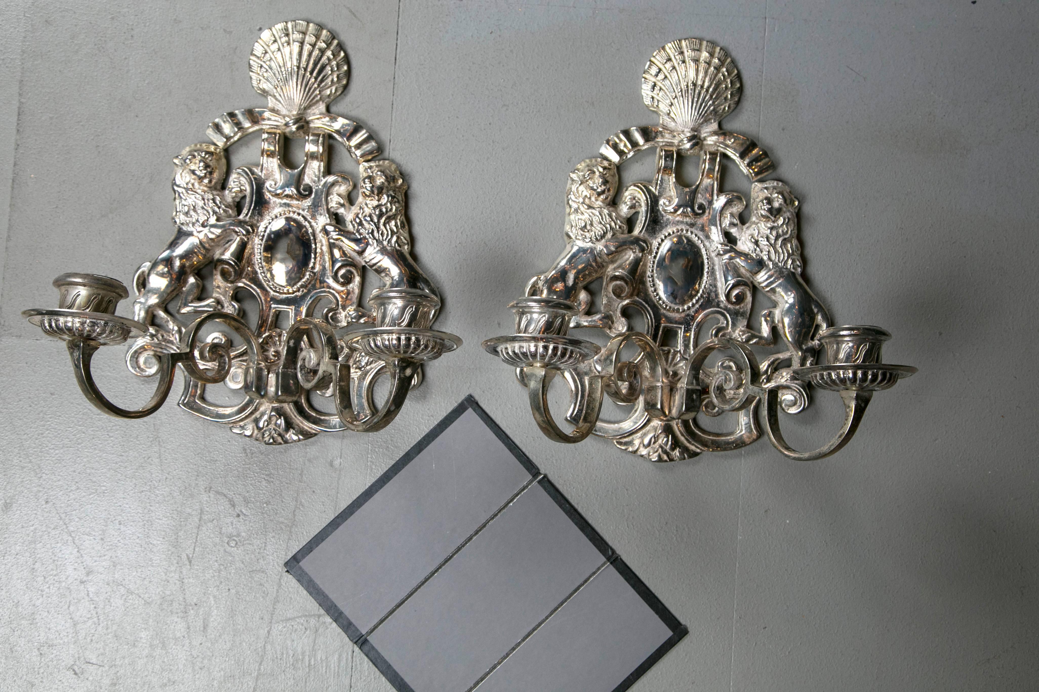 American Caldwell Silver Plated Sconces For Sale
