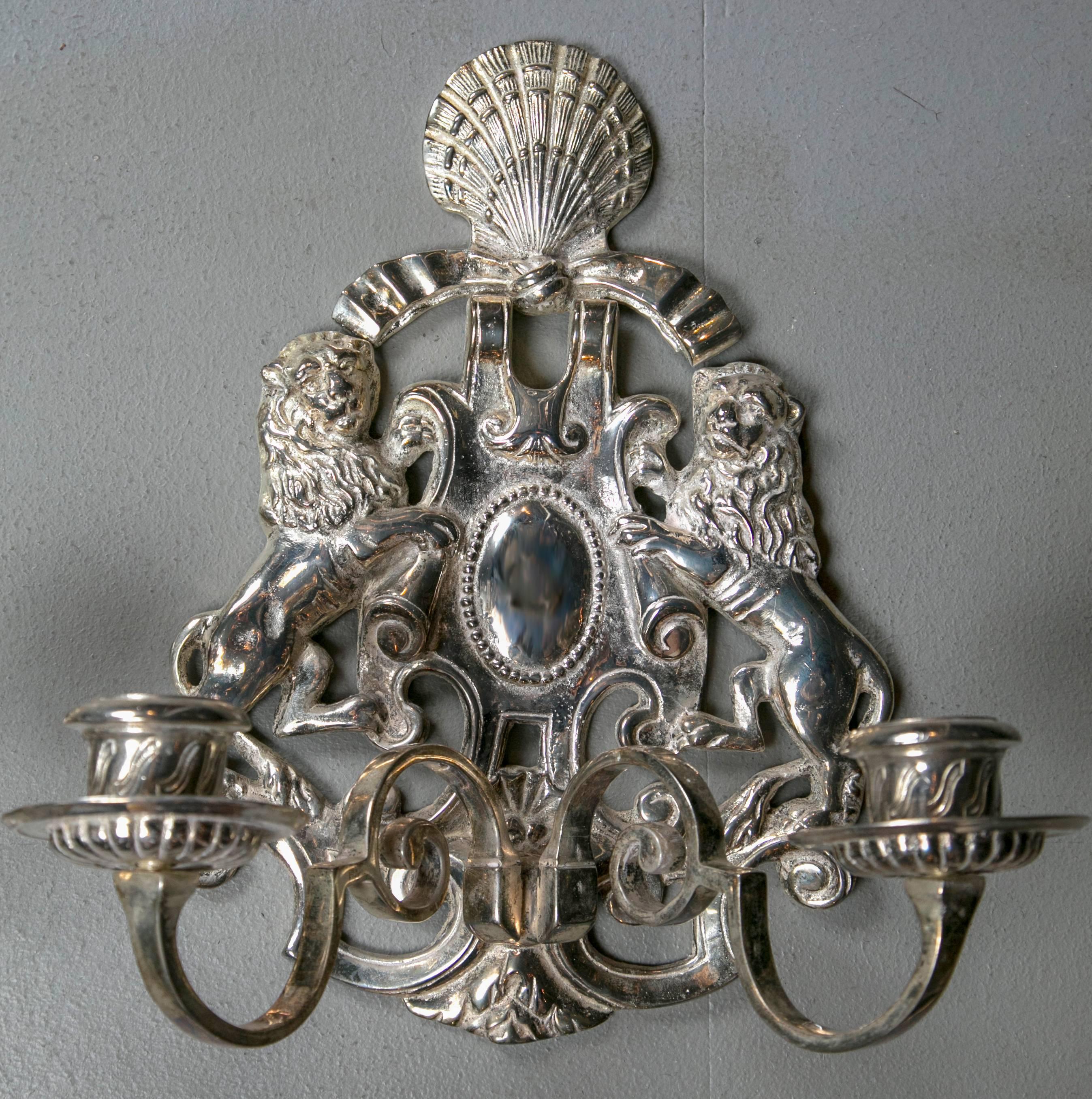 Caldwell Silver Plated Sconces In Excellent Condition For Sale In Stamford, CT
