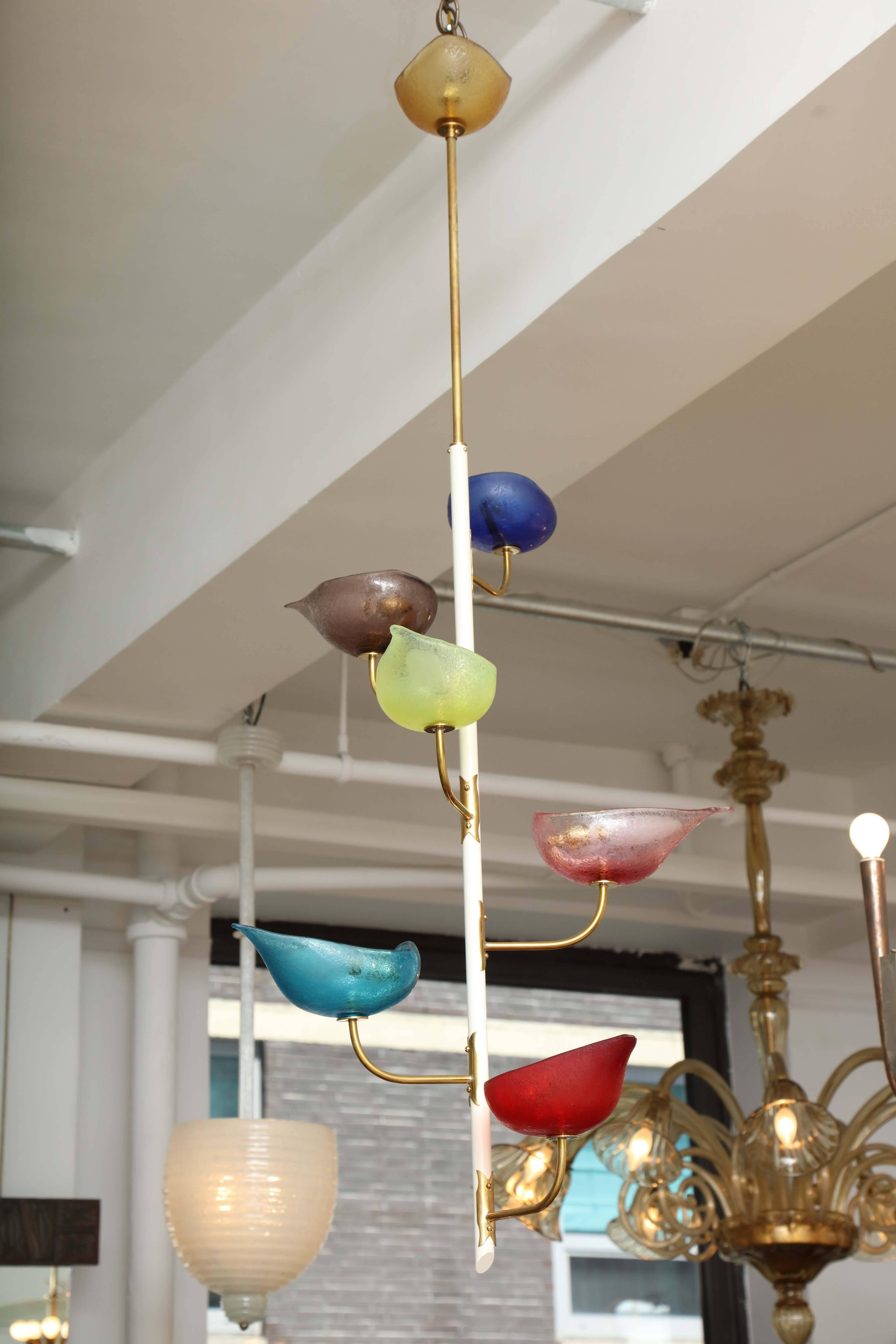 Blown Glass Seguso Pendant Light, Made in Italy  For Sale