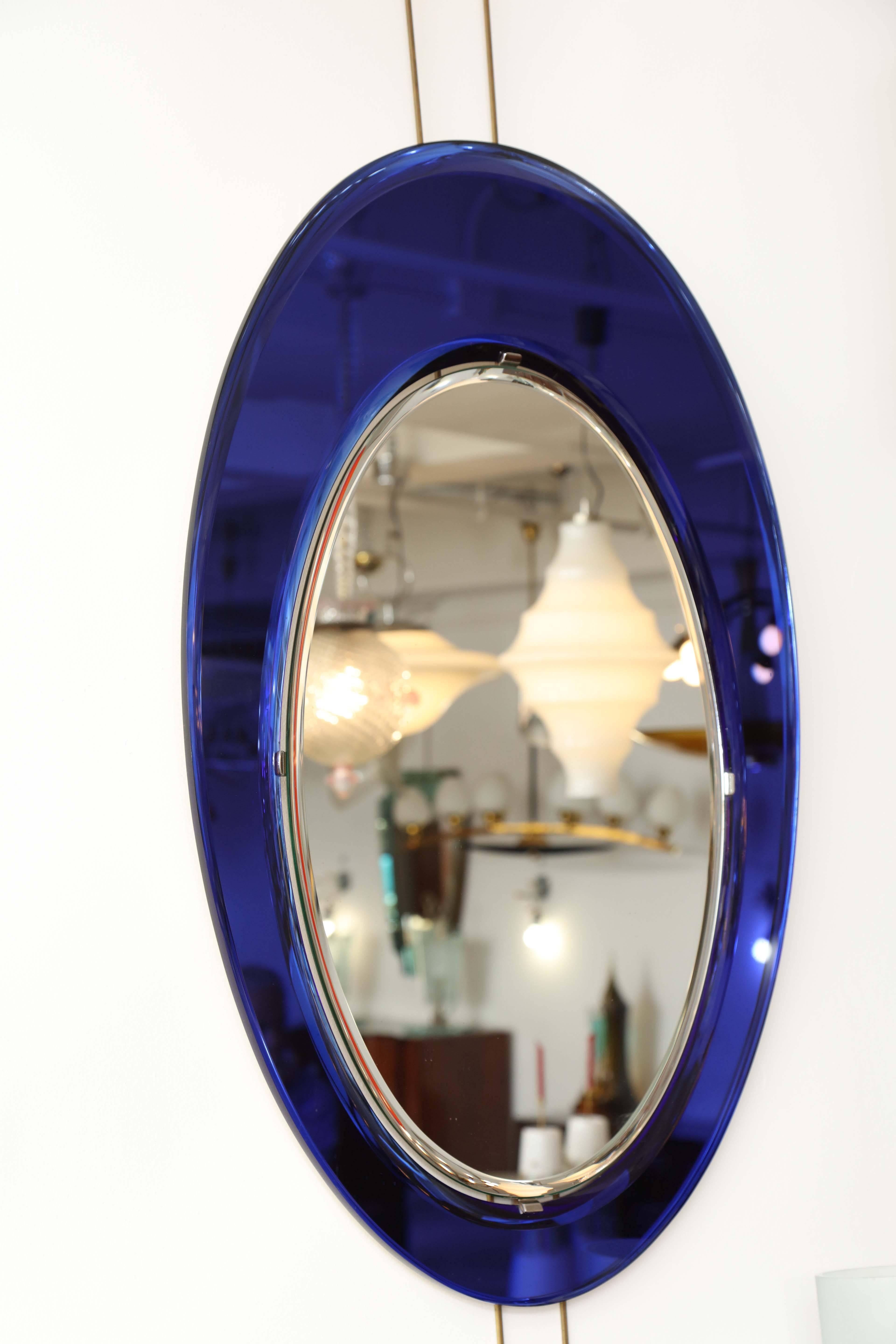 Mid-Century Modern Cristal Arte oval mirror made in Italy 1955