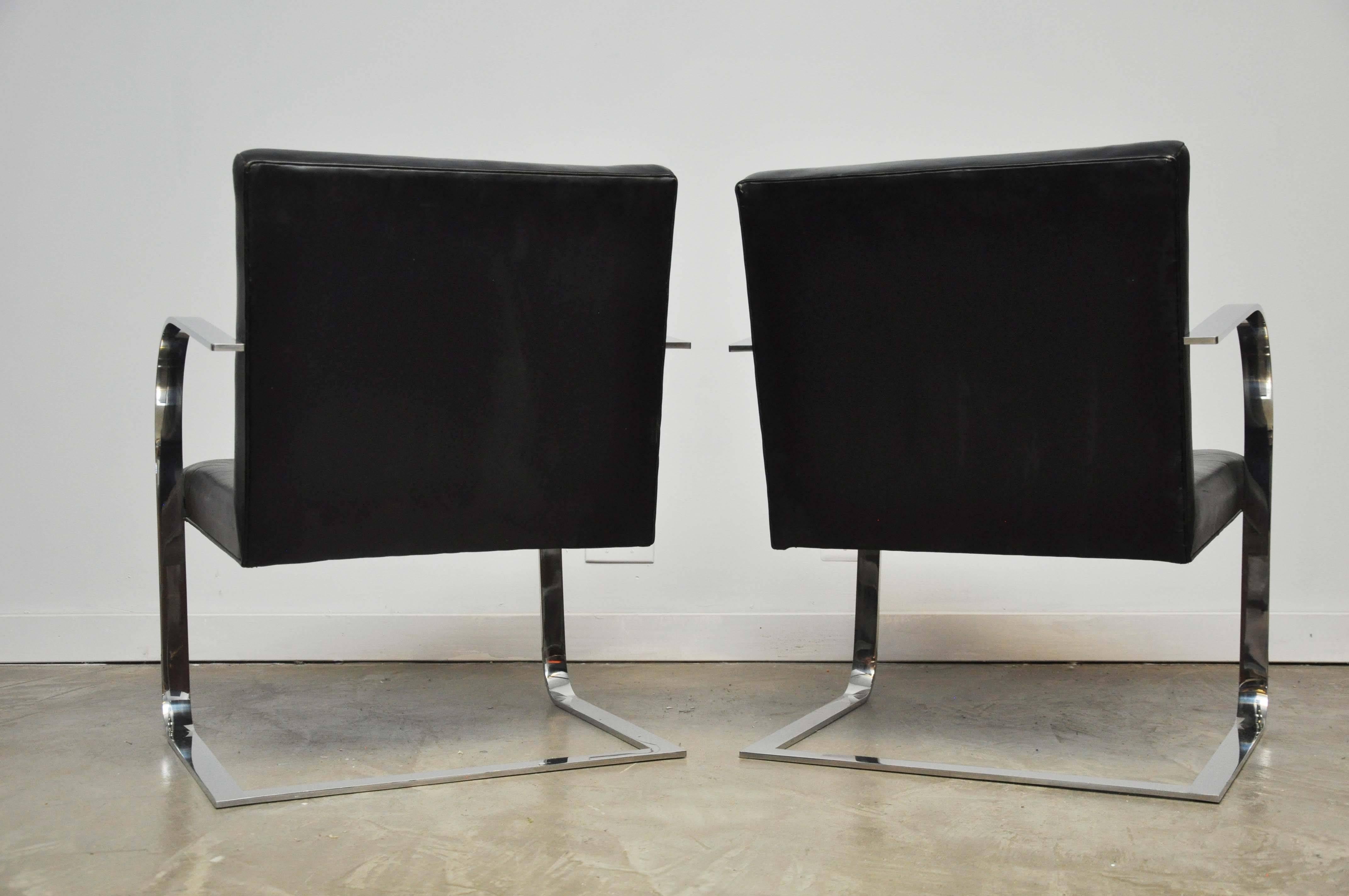 Rare 1960s Mies van der Rohe Brno Lounge Chairs by Brueton In Excellent Condition In Chicago, IL
