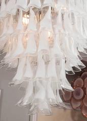 Custom Huge Mazzega White and Clear Glass Petal Chandelier