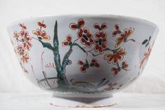 Large Antique Delft Bowl Polychrome Colors