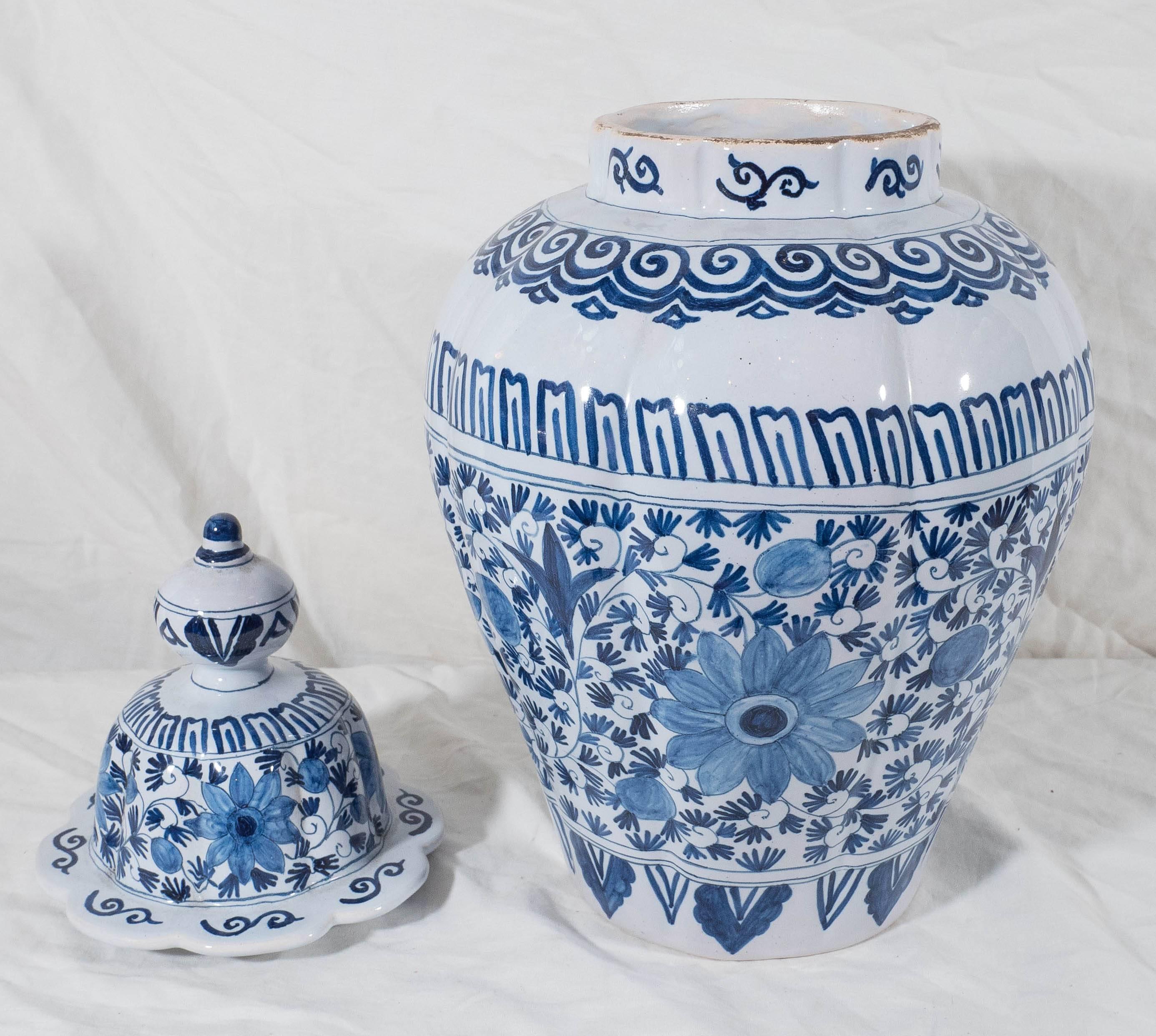 Dutch Pair of Blue and White Delft Jars