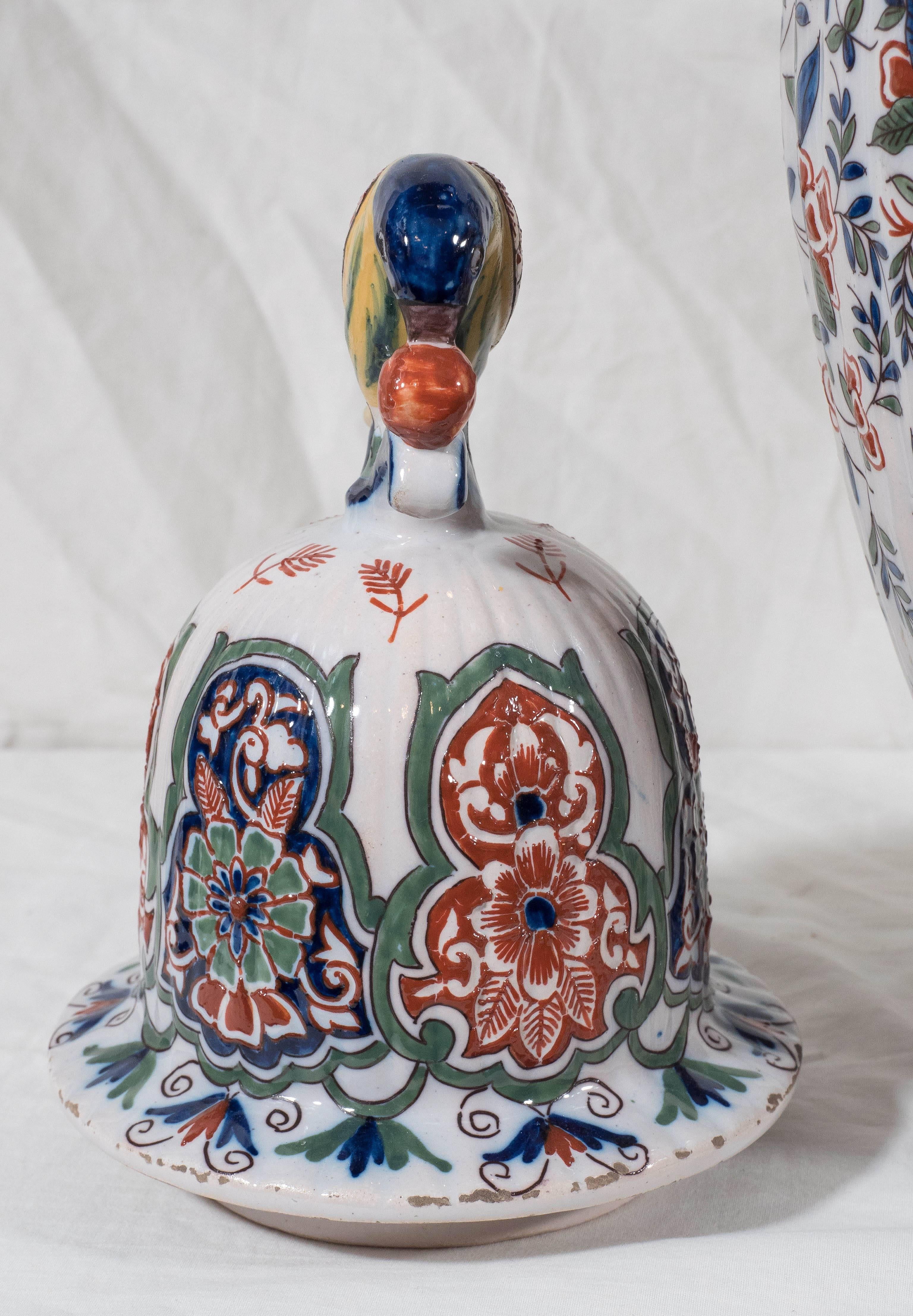 19th Century Pair Delft Ginger Jars Painted in Polychrome Colors