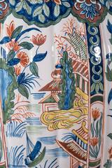 Pair Massive Delft Polychrome Vases