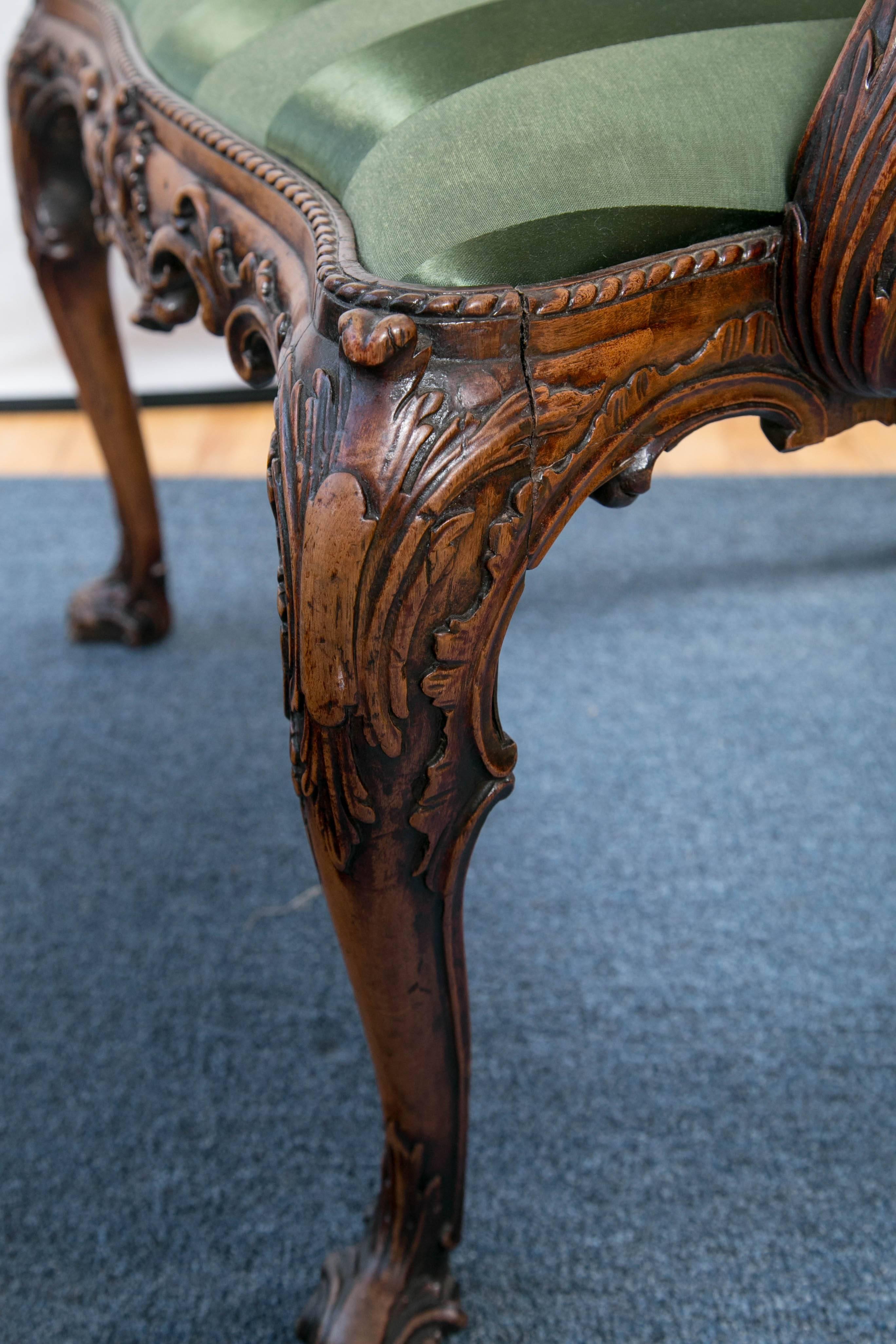 English Rococo Revival Carved Mahogany Armchair 3