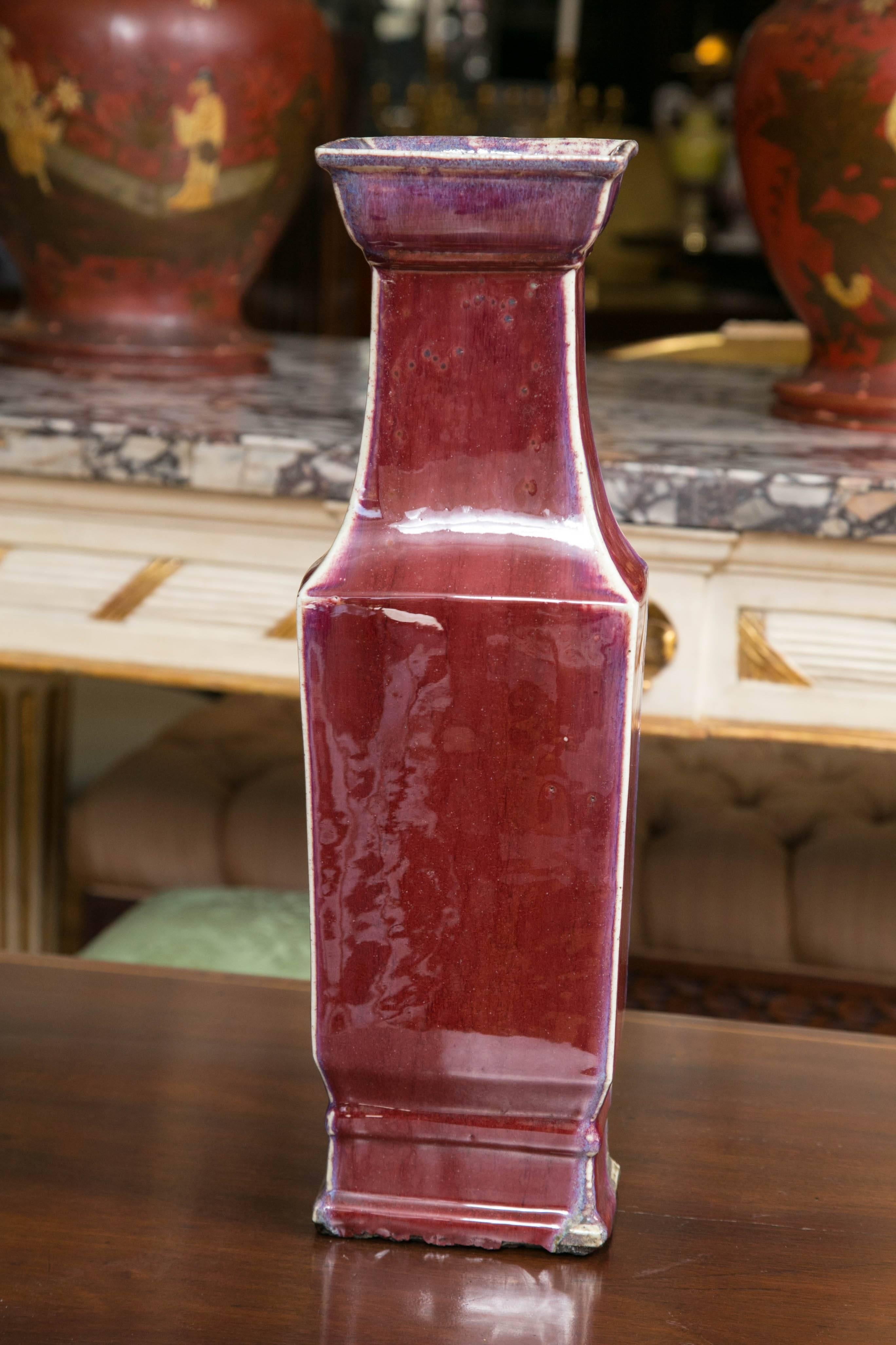 Chinese Export 19th Century Chinese Sang de Boeuf Flambe Glazed Vase