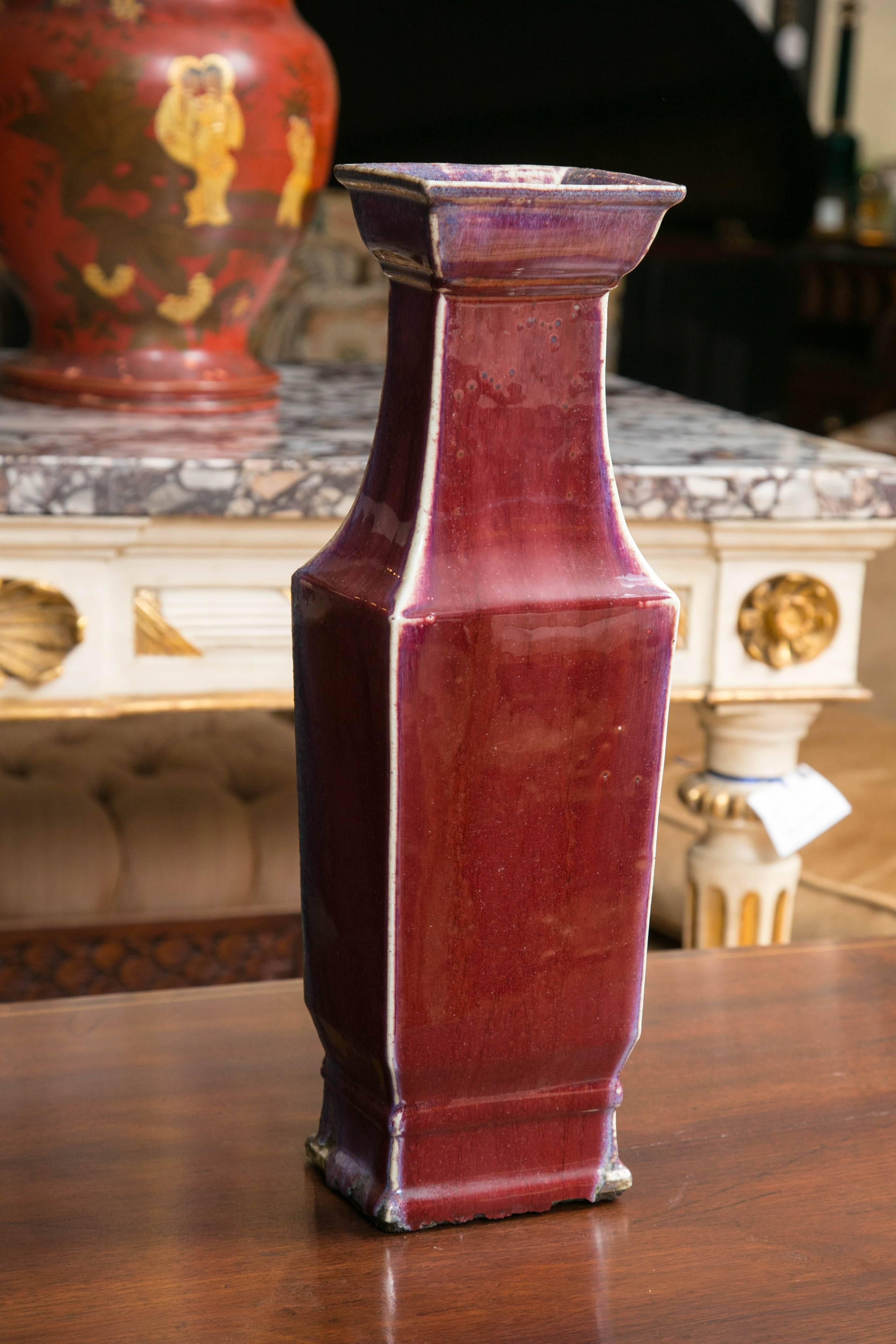 19th Century Chinese Sang de Boeuf Flambe Glazed Vase In Good Condition In Mt Kisco, NY