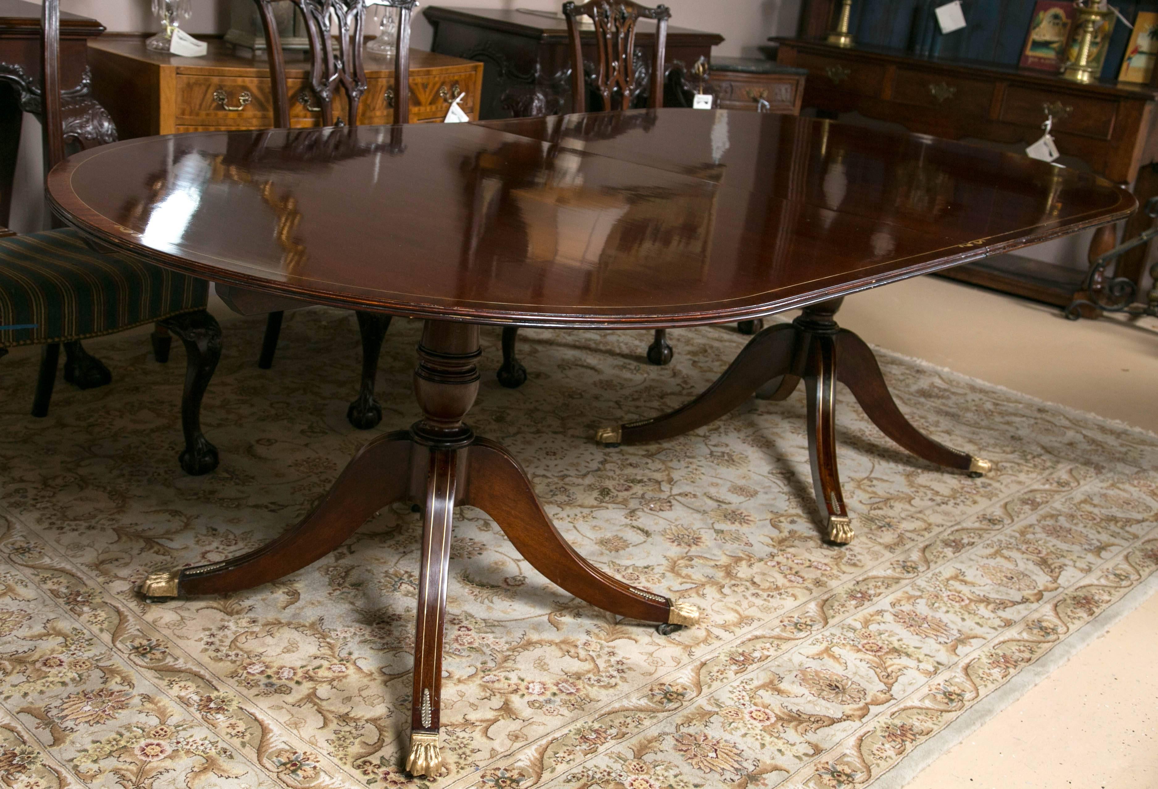 Finest Georgian Boule Inlaid Solid Rosewood Triple Pedestal Banquet Table 4