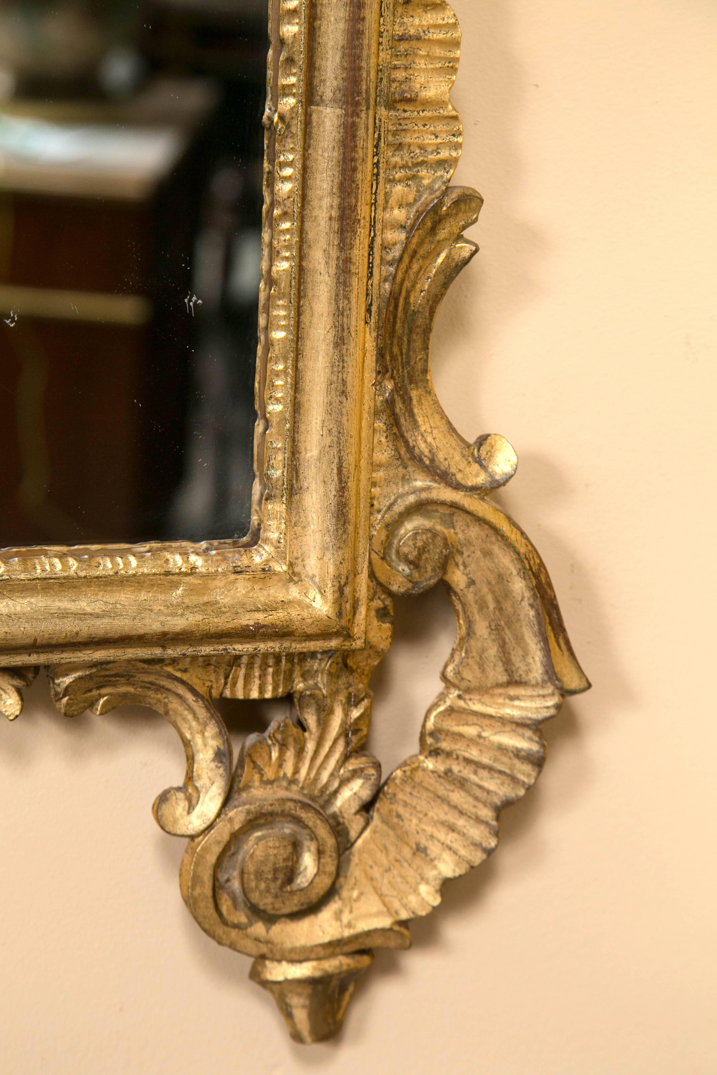 Mid-20th Century Pair of Italian Gilt Gold Carved Mirrors