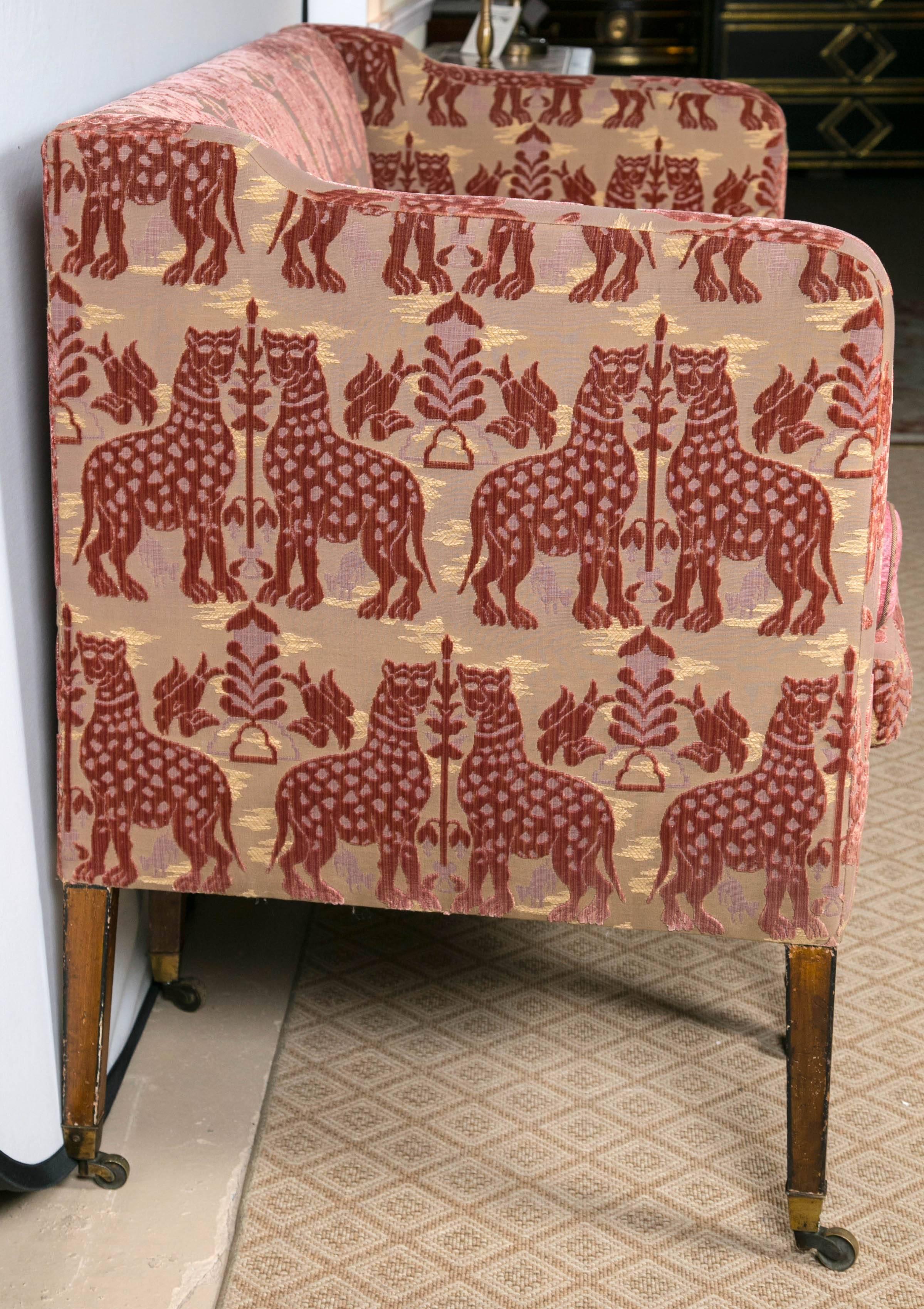 American 19th Century Adams Style Settee with Giraffe Upholstery