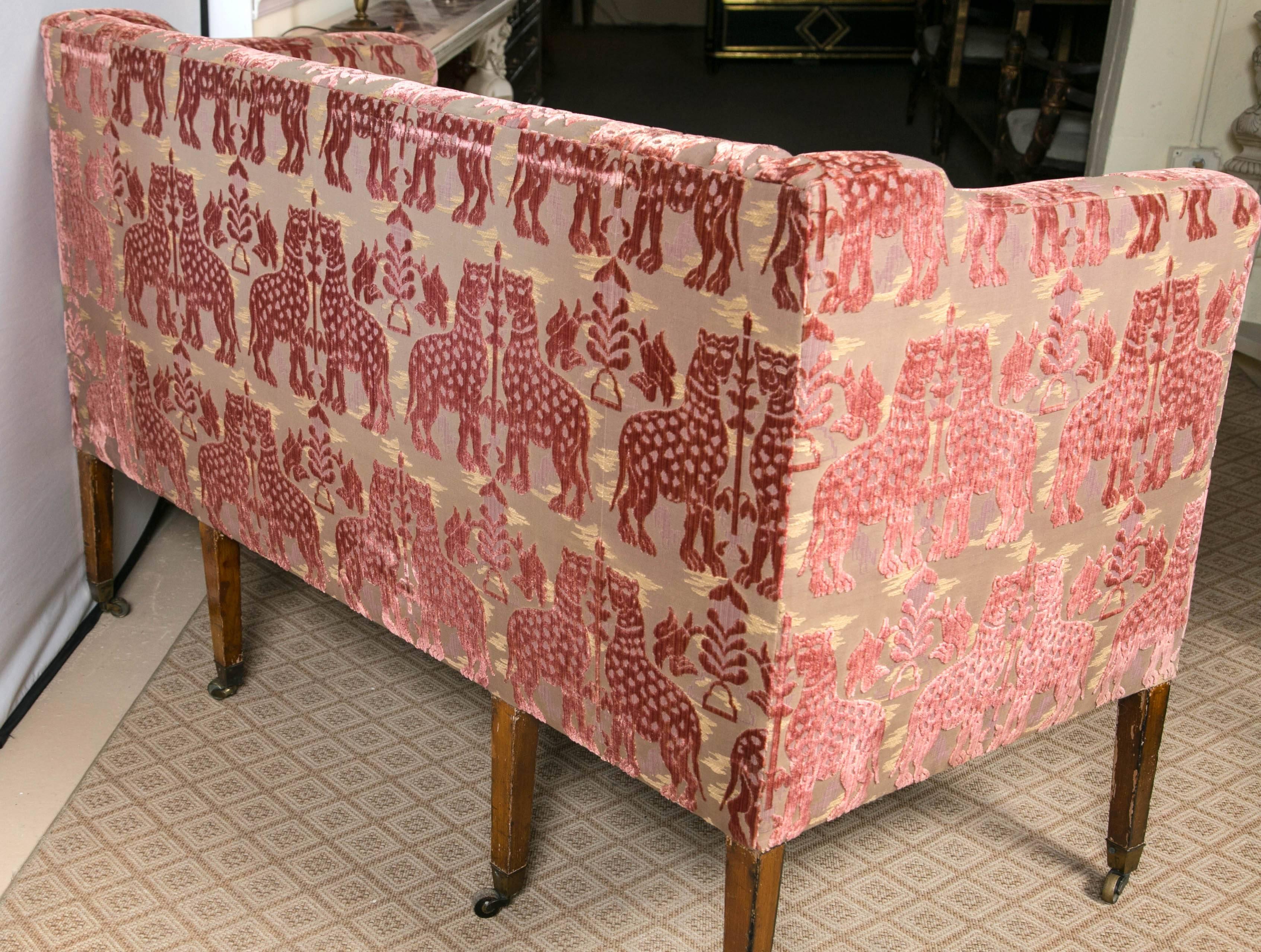19th Century Adams Style Settee with Giraffe Upholstery 3