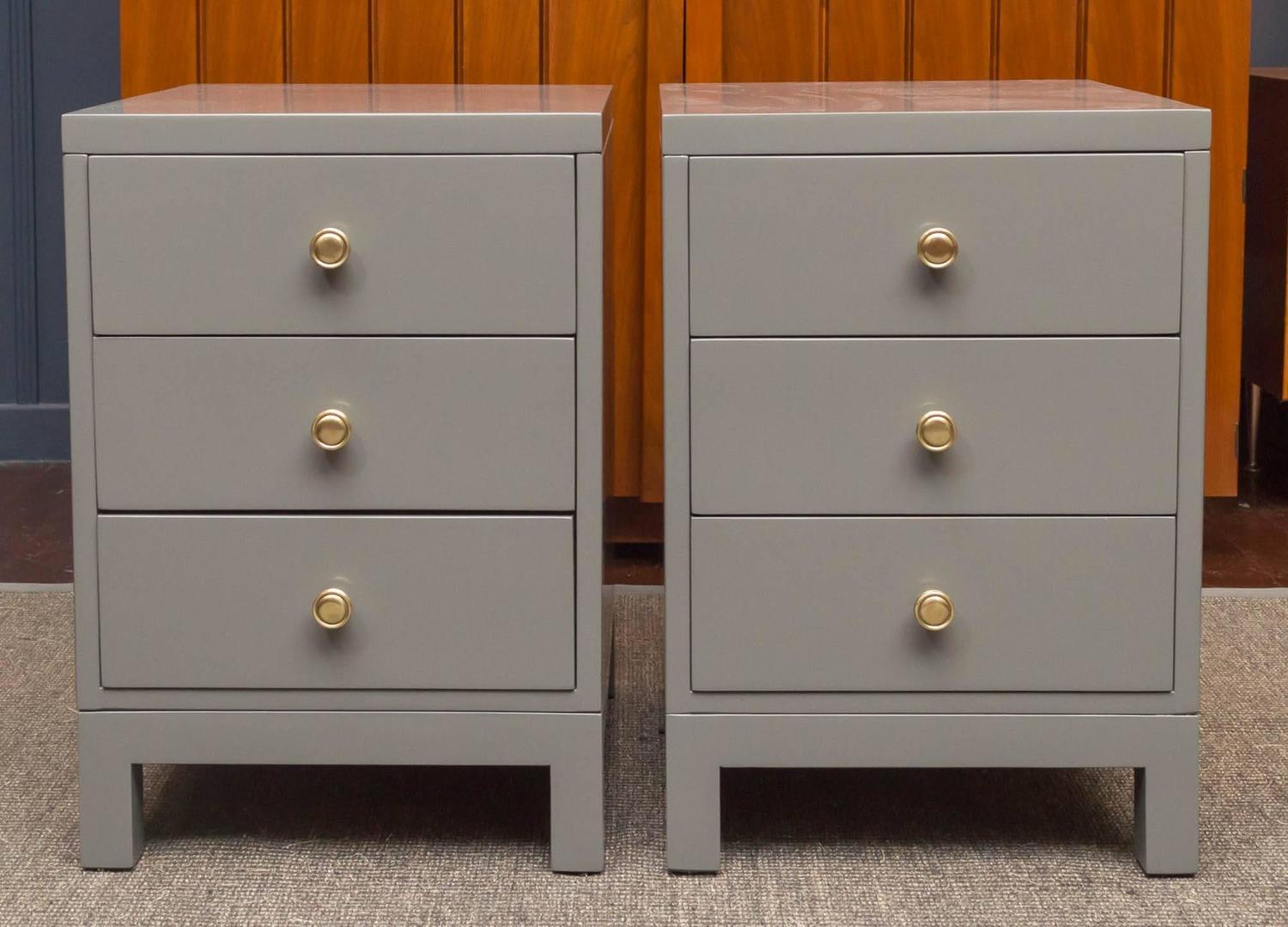 Grey Lacquer Nightstands at 1stdibs