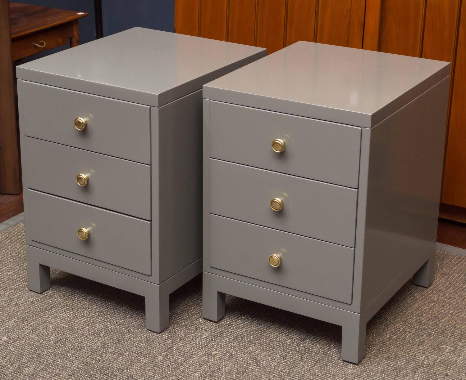 Grey Lacquer Nightstands at 1stdibs