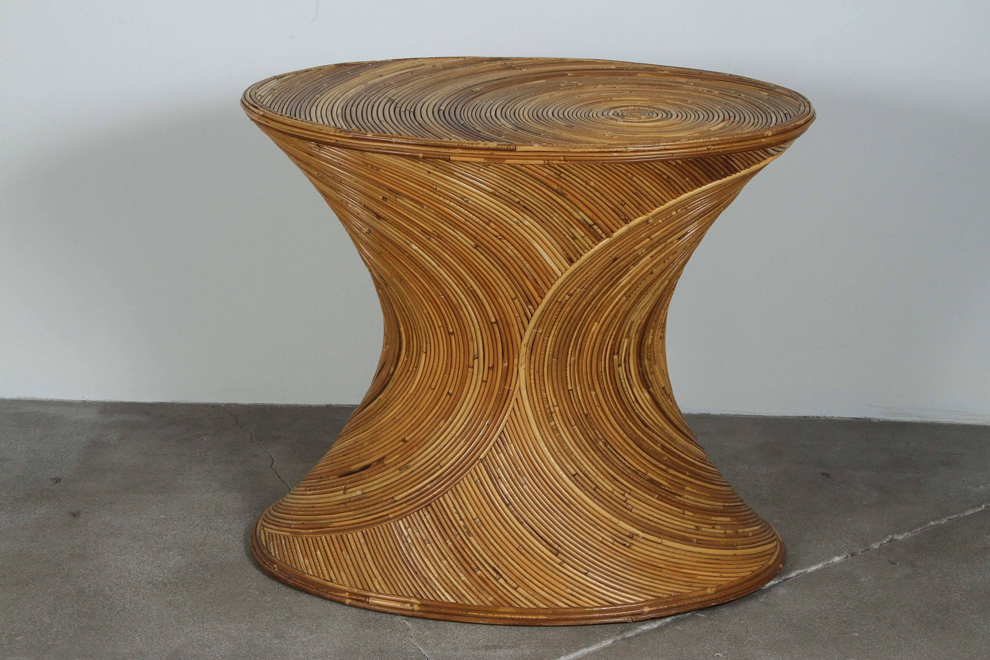 Rattan and Glass Oval Dining Table in the Style of Gabriella Crespi 5