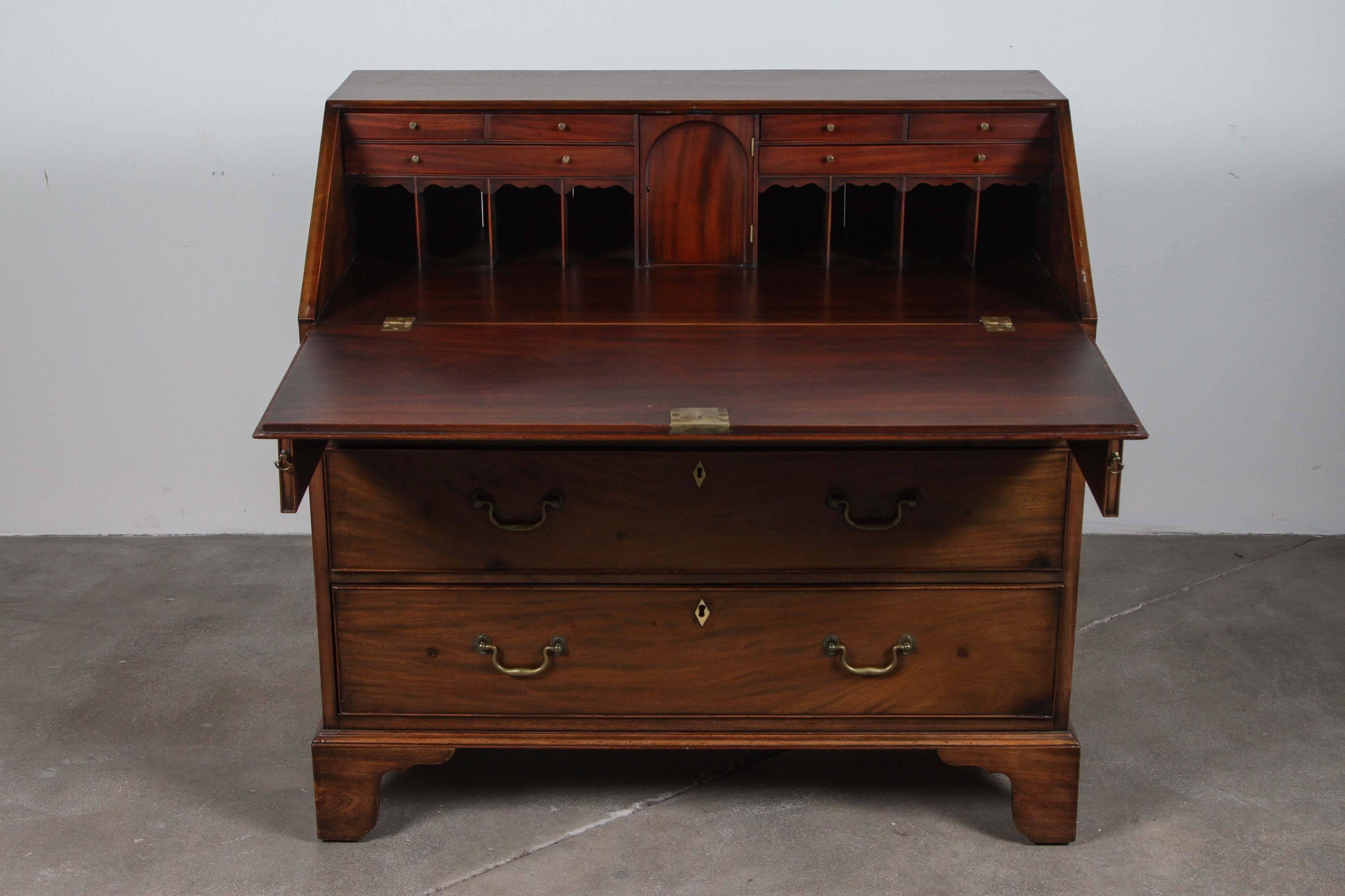 19th Century Traditional Secretary Desk with Brass Hardware