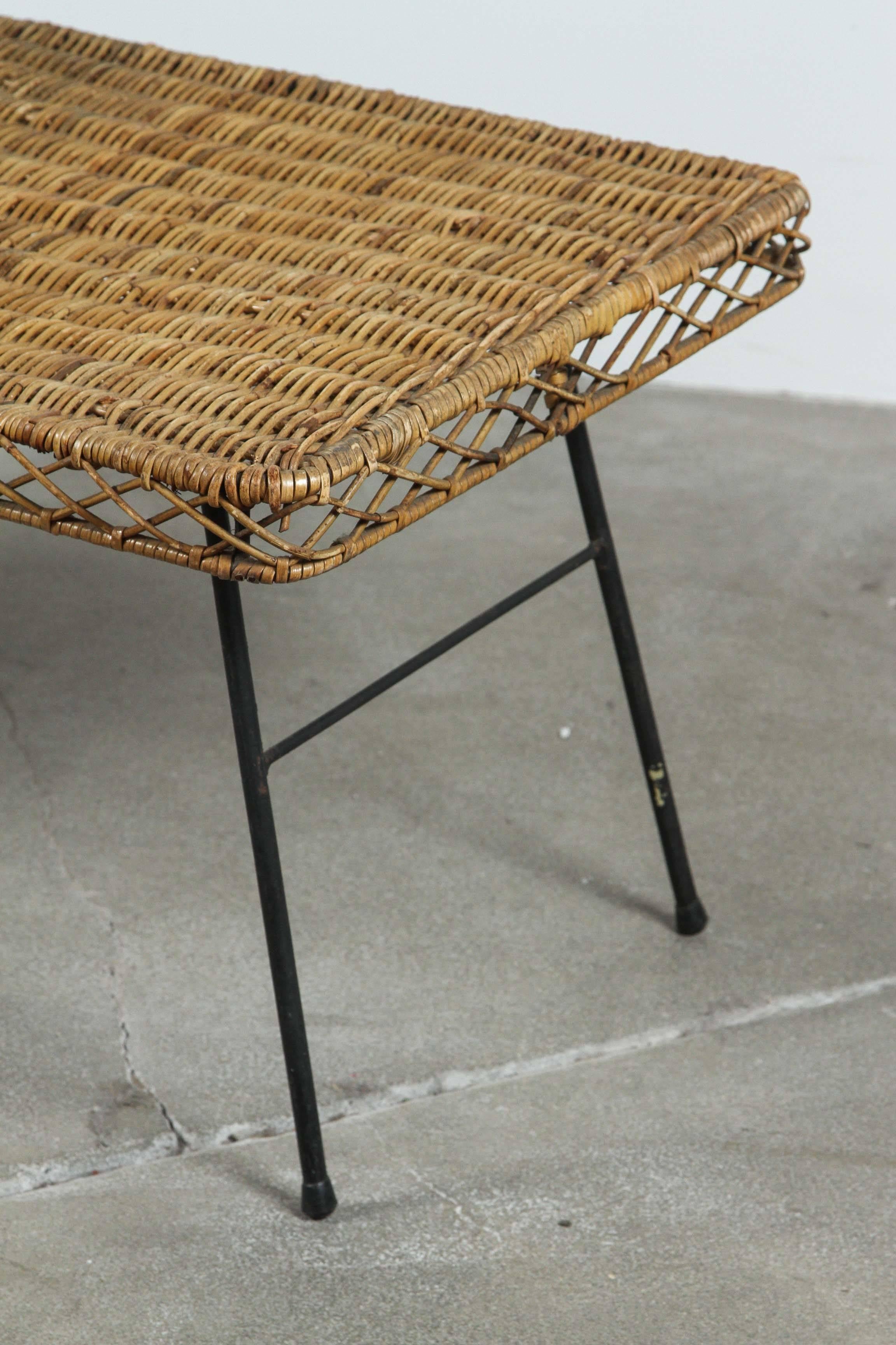 American Low Rattan and Iron Table