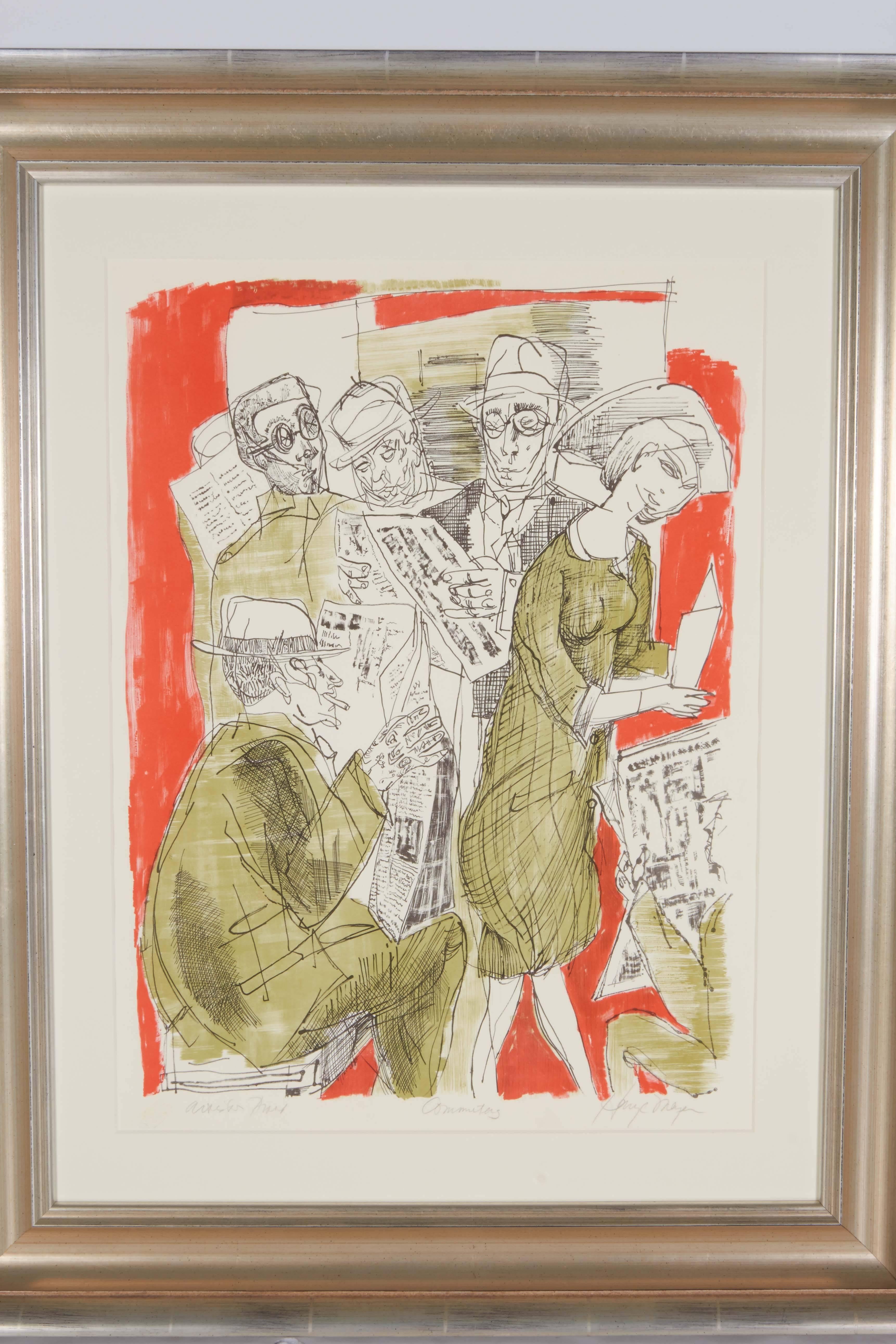 Peinture des années 1960 encadrée dans un cadre décoratif en argent. Il s'agit d'une impression. Le tableau s'intitule 