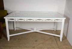French 1940s White Lacquered Library Table