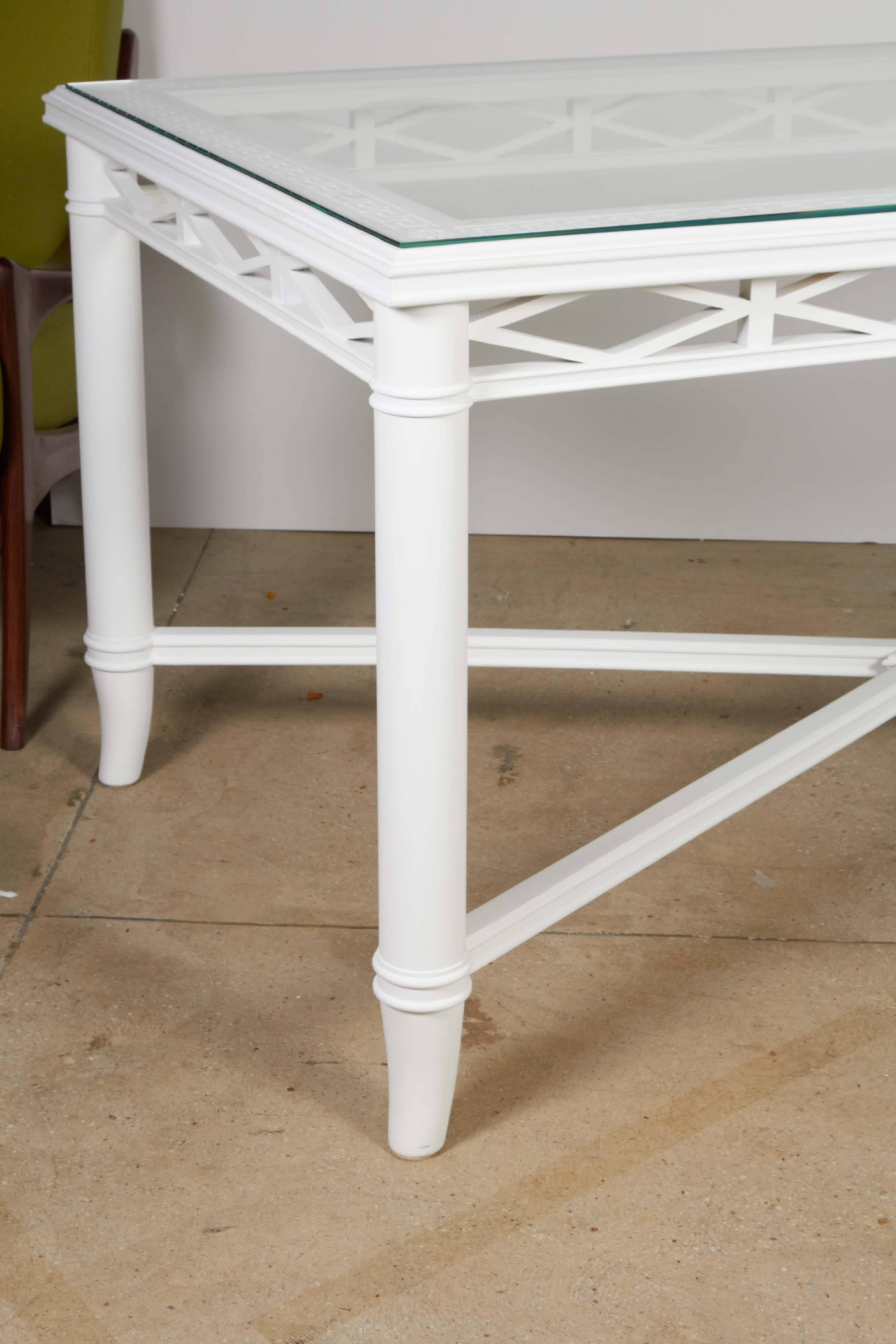 French 1940s White Lacquered Library Table For Sale 2