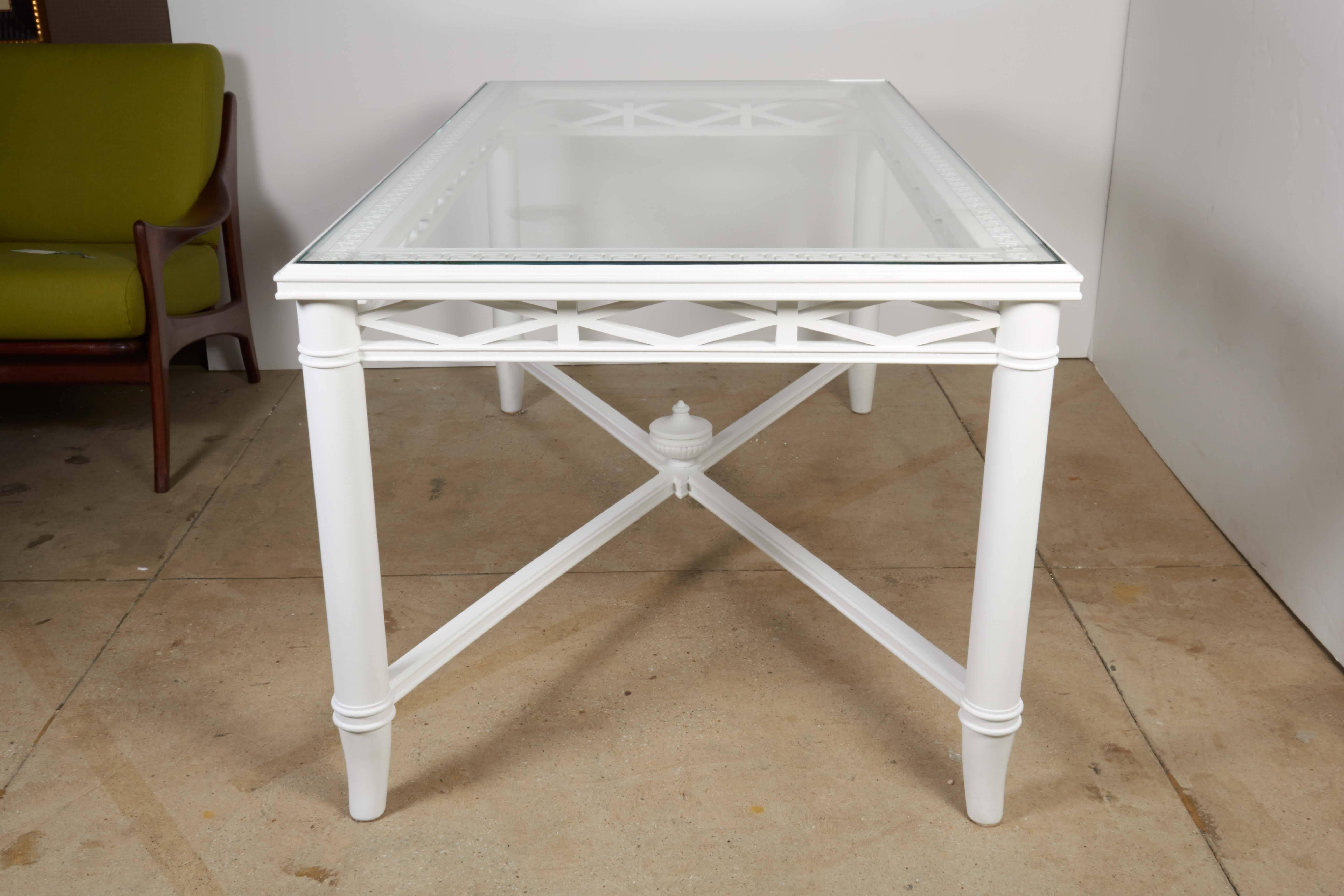 French 1940s White Lacquered Library Table For Sale 3