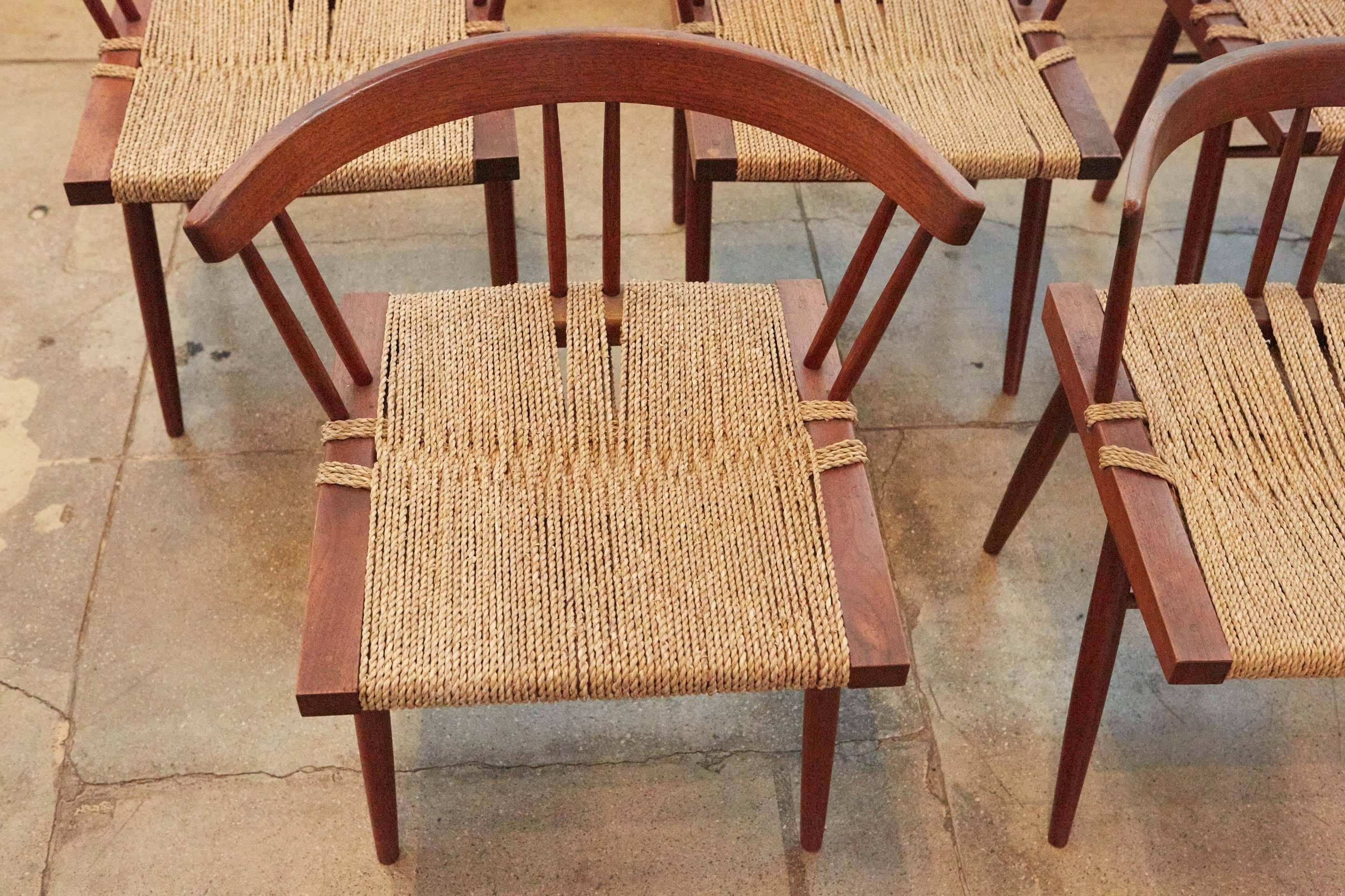Set of 12 Grass Seat Chairs by George Nakashima, New Hope, Pennsylvania In Good Condition In Los Angeles, CA