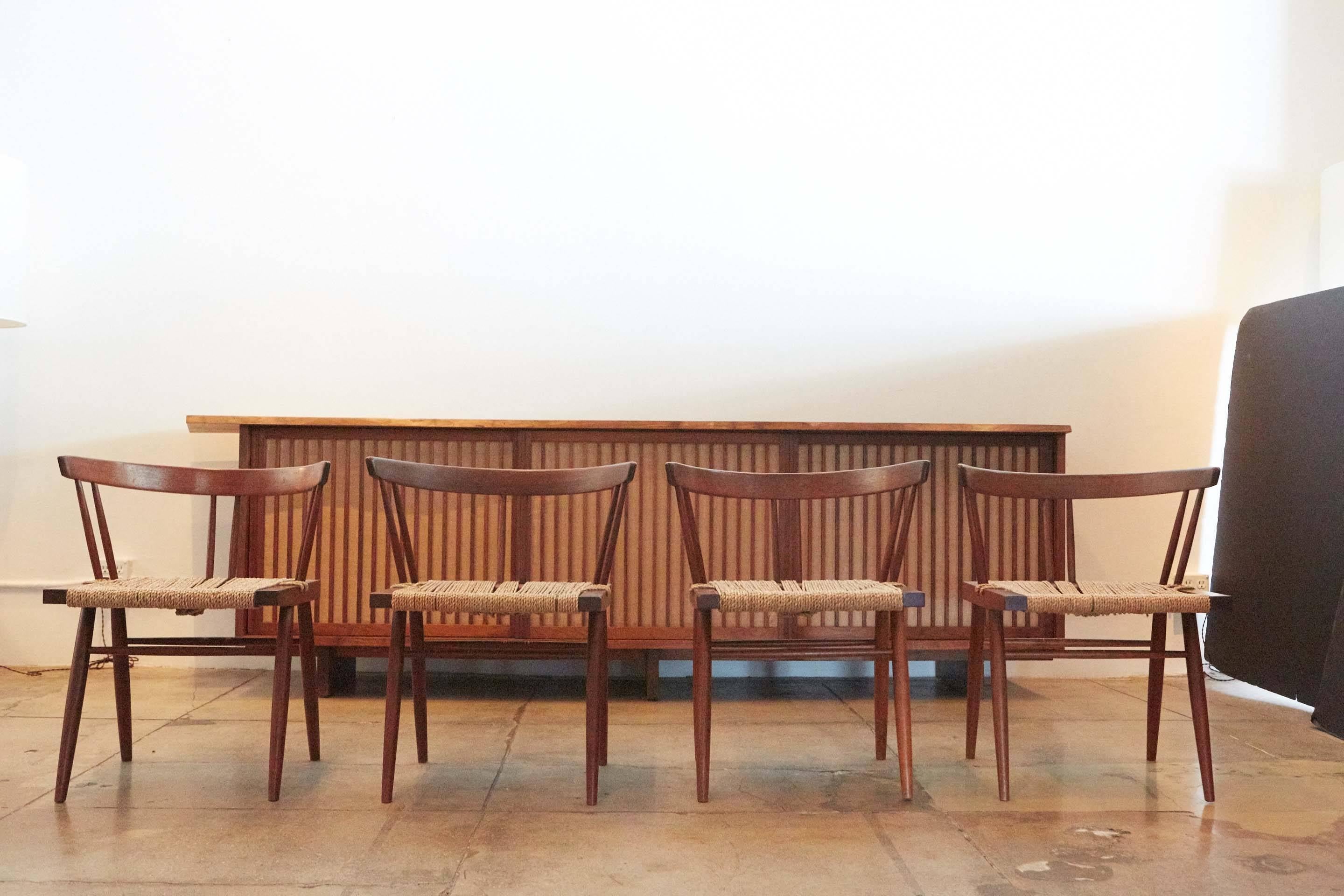 Mid-20th Century Set of 12 Grass Seat Chairs by George Nakashima, New Hope, Pennsylvania