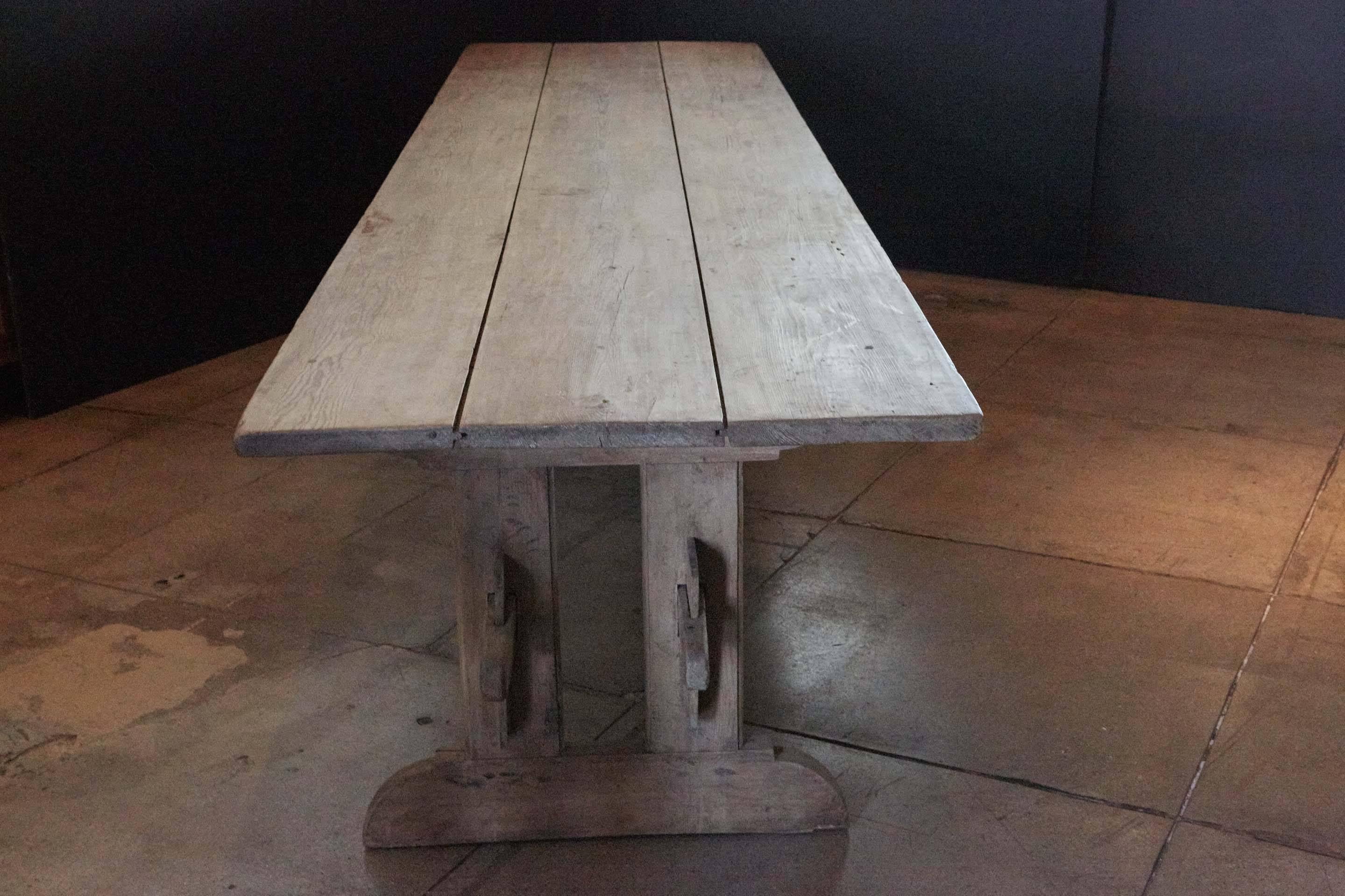 Massive Double-Stretcher Dining Table, Sweden, Late 18th Century For Sale 1