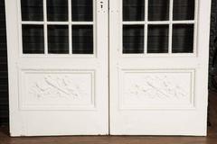 Pair of Pine & Gesso Glazed Double Doors