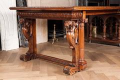 Spectacular Ornate Victorian Carved Walnut Extendable Dining Table