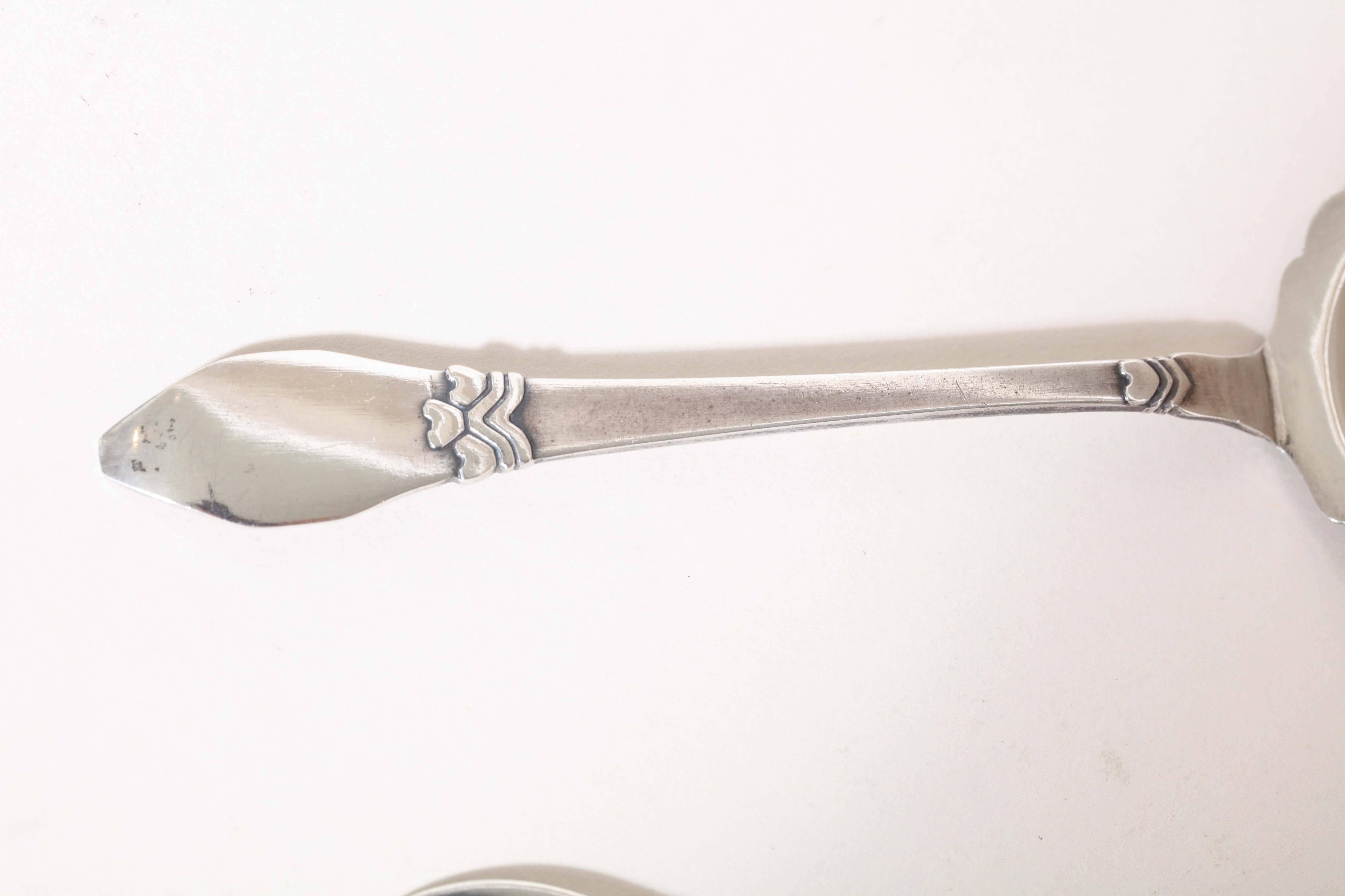 Grann & Laglye Collection of Four Danish Art Deco Sterling Silver Servers In Excellent Condition For Sale In New York, NY