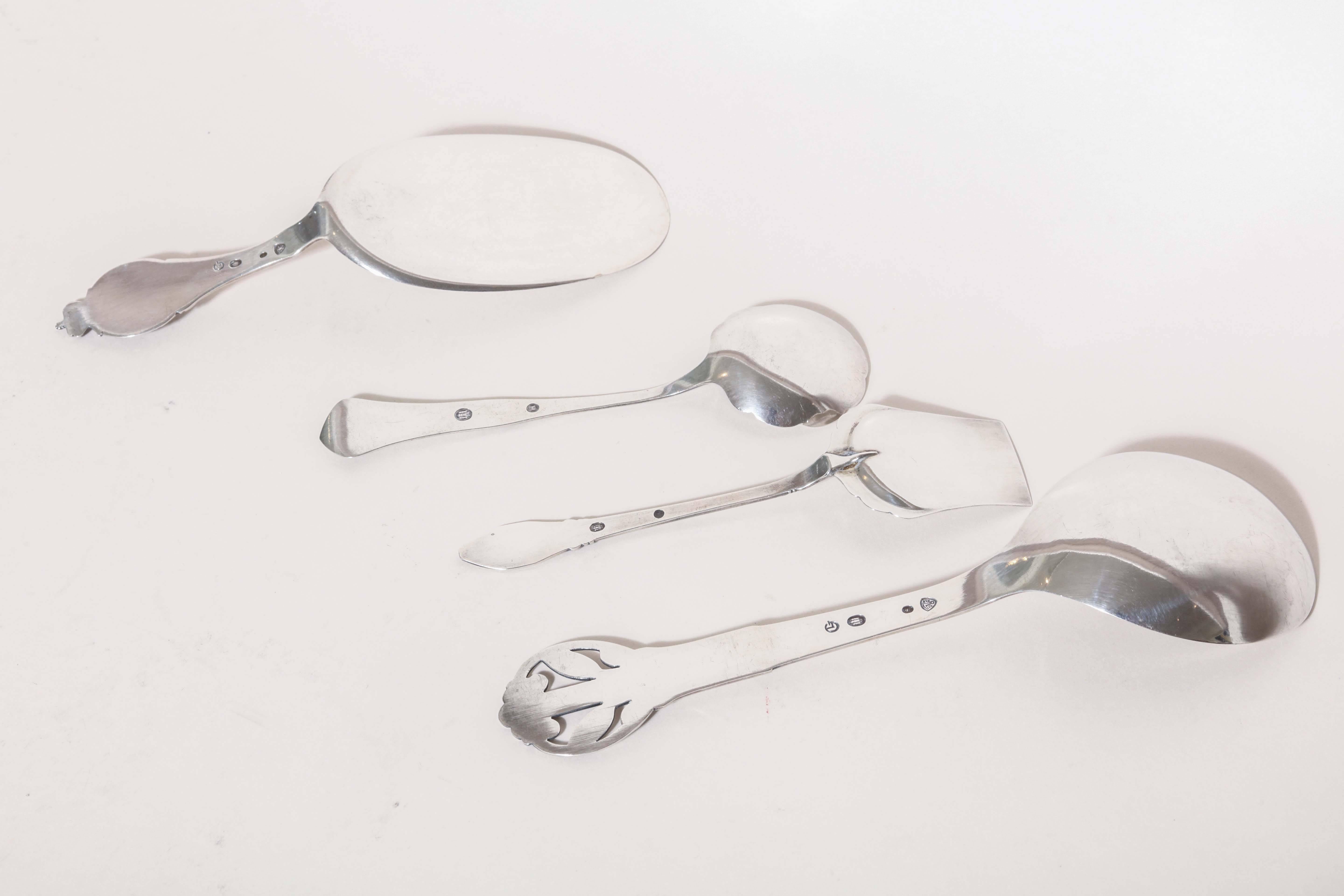 Grann & Laglye Collection of Four Danish Art Deco Sterling Silver Servers For Sale 2