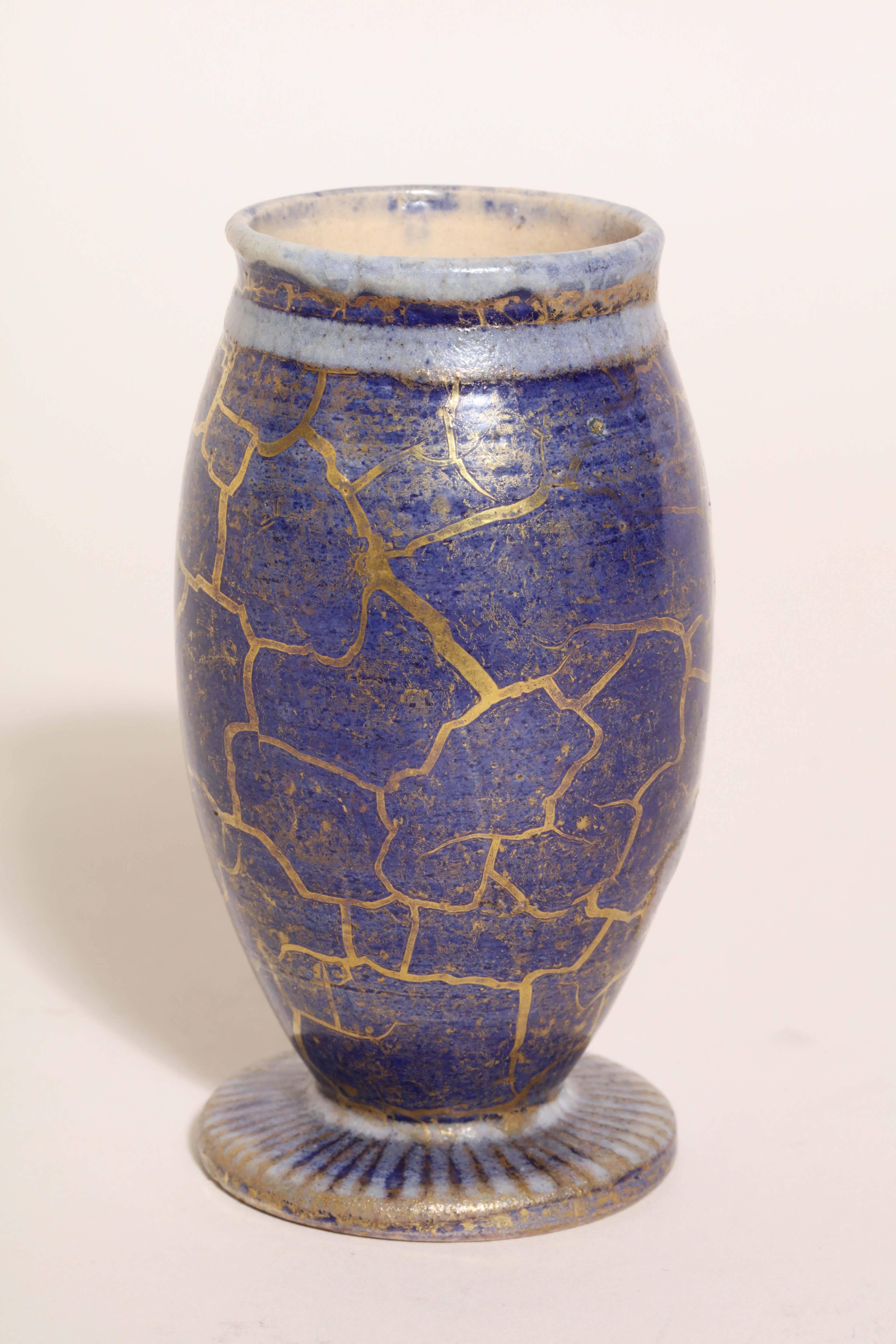 Jean Mayodon French Art Deco Small Stoneware Vase In Excellent Condition For Sale In New York, NY