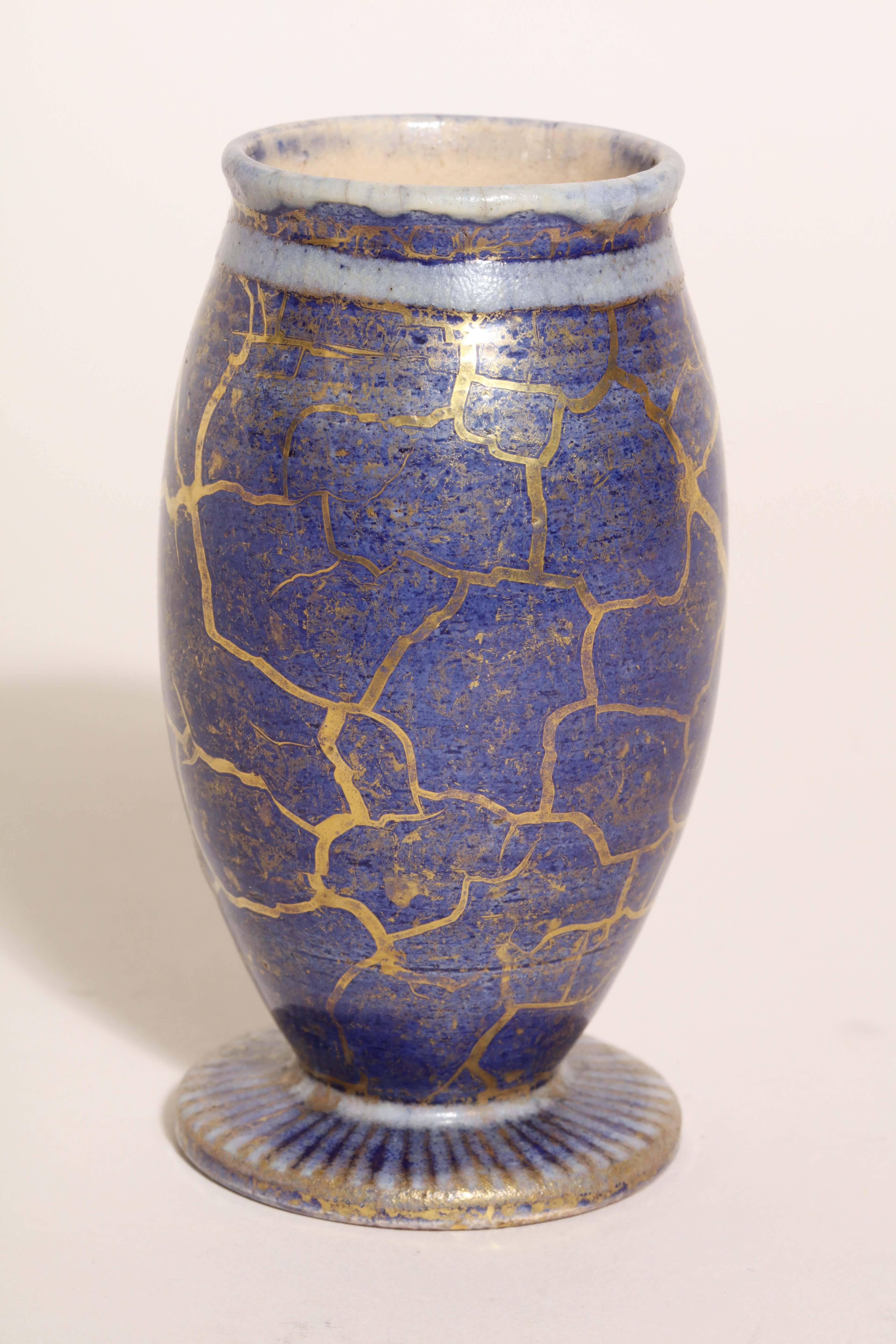 20th Century Jean Mayodon French Art Deco Small Stoneware Vase For Sale