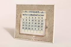 George Betjeman & Sons English Art Deco Shagreen and Silver Perpetual Calendar
