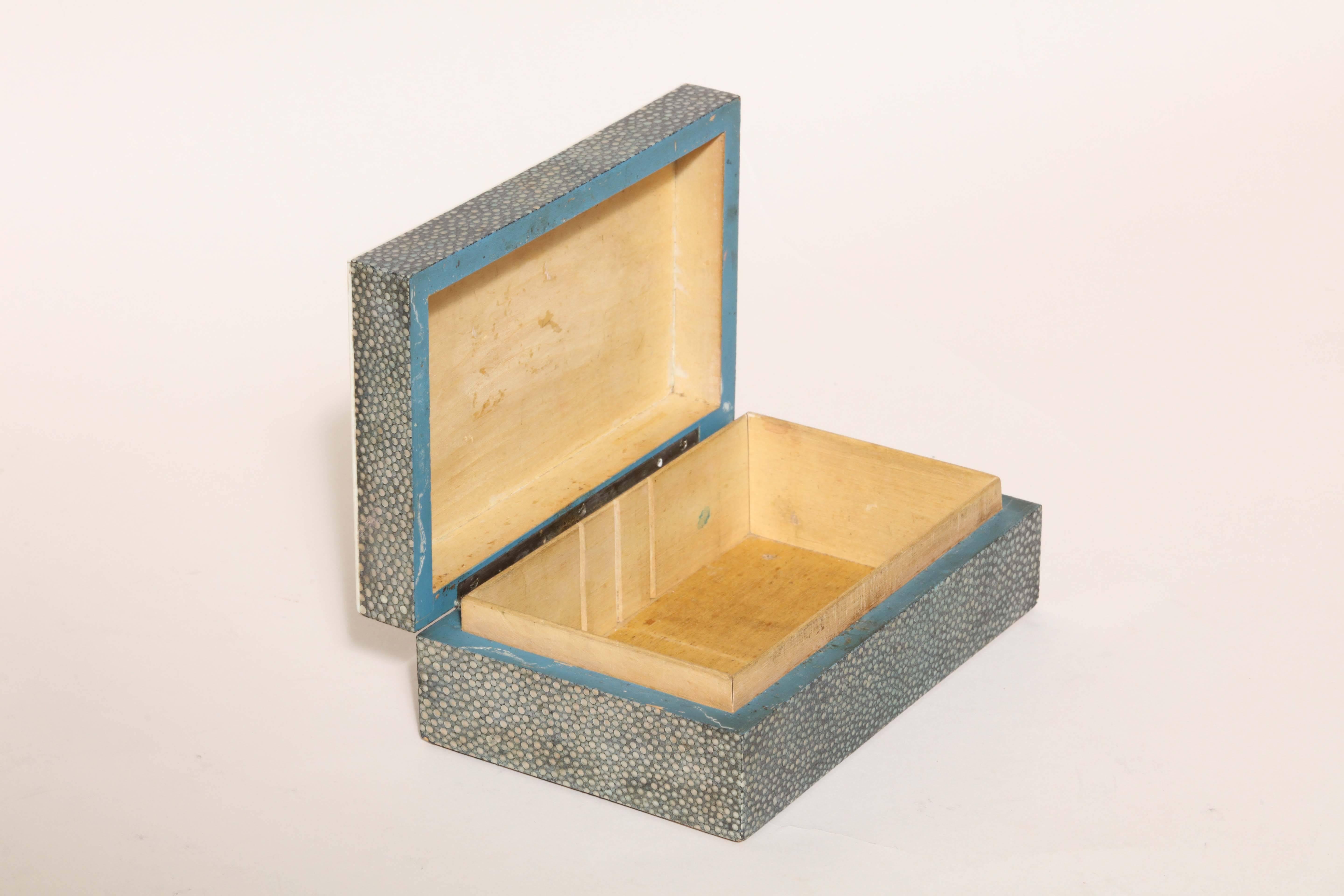 20th Century Asprey & Co. English Art Deco Green Shagreen Box For Sale