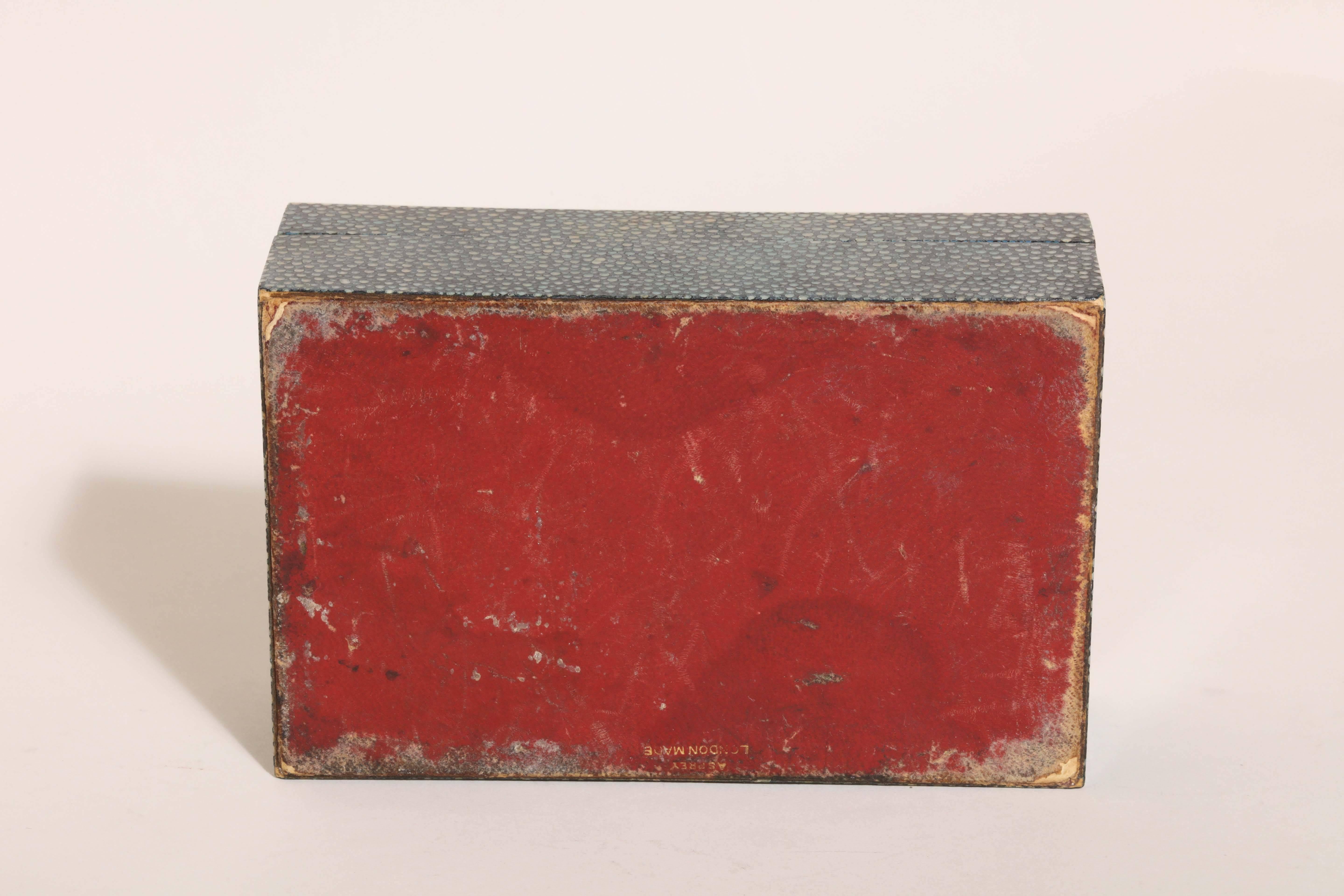 Asprey & Co. English Art Deco Green Shagreen Box For Sale 1