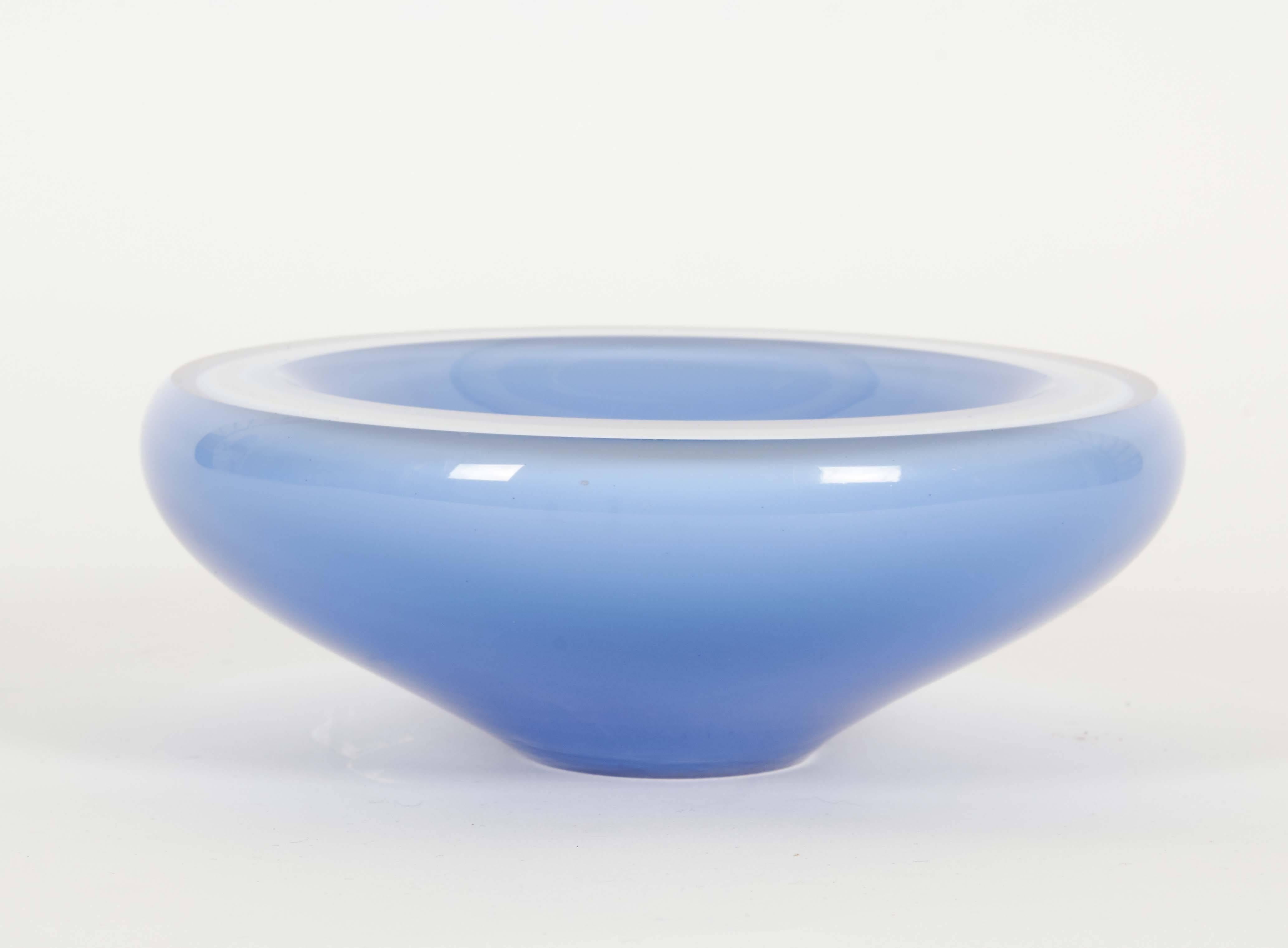 Art Glass Cased White and Blue Bowl In Good Condition In New York, NY