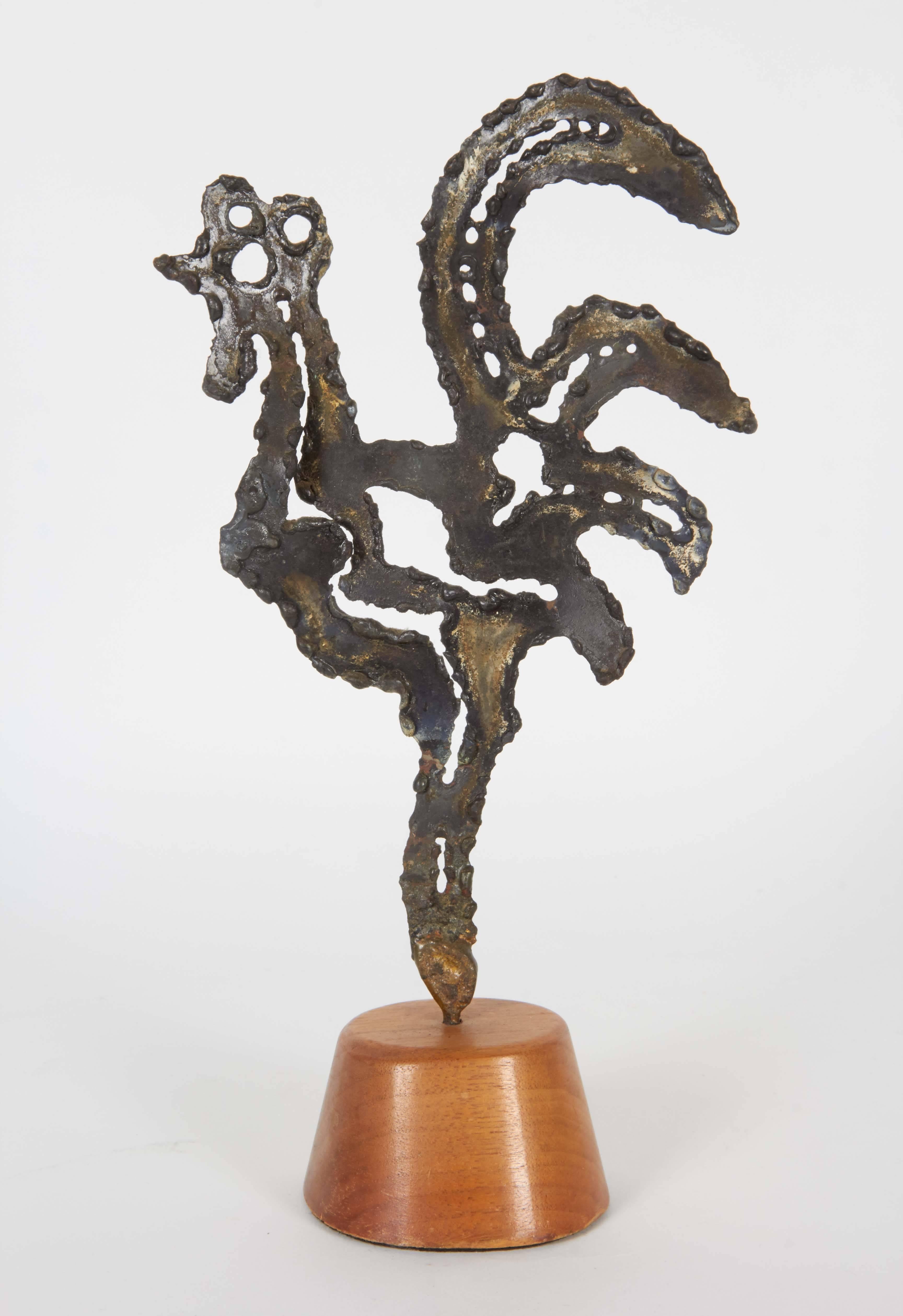 American Bill Lett Brutalist Rooster in Bronze For Sale