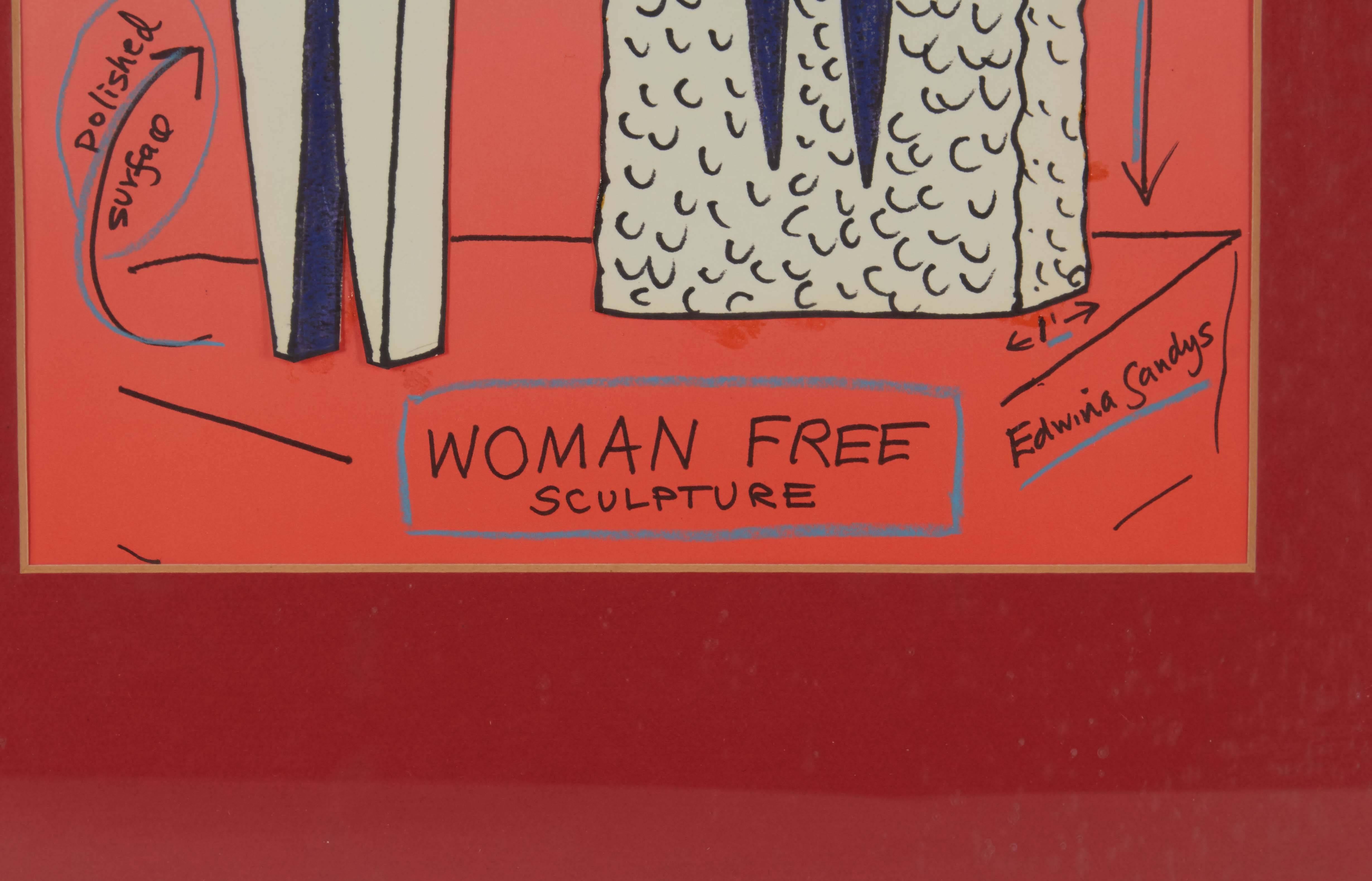 Modern Edwina Sandys, 'Woman Free', Mixed-Media on Paper, Signed