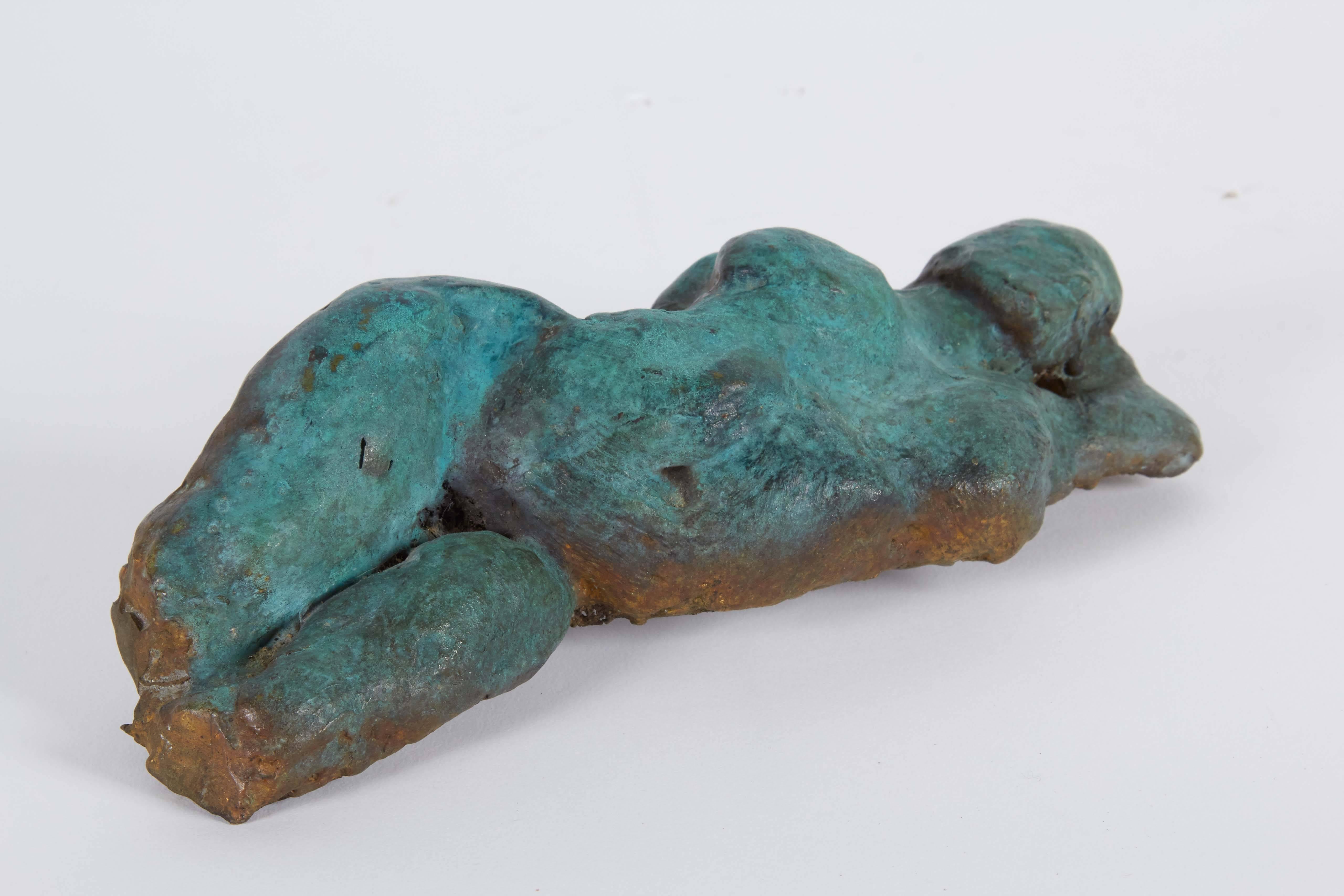 20th Century Brutalist Reclining Nude in Patinated Bronze