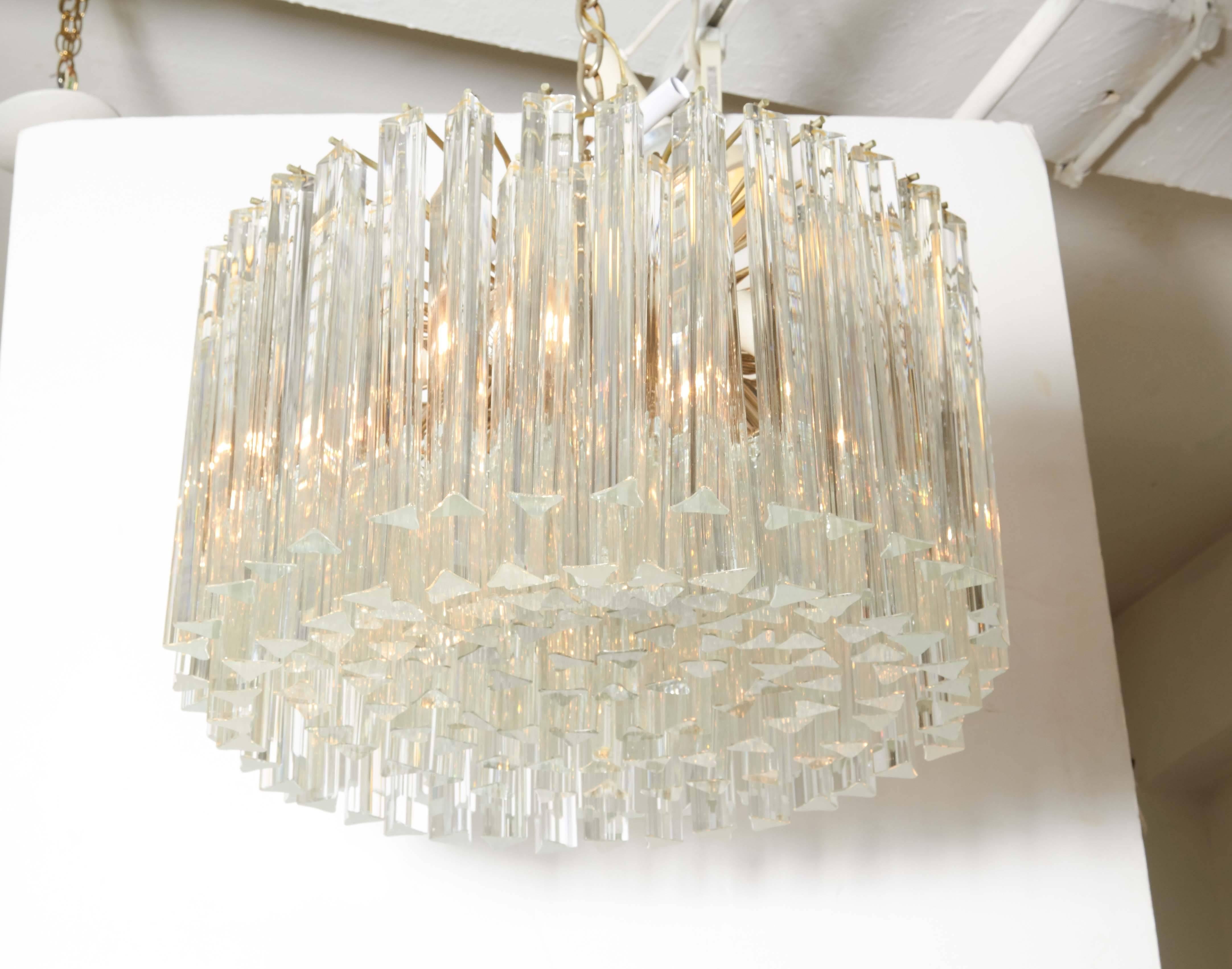 Venini Glass Prism Chandelier by Camer In Excellent Condition In New York, NY